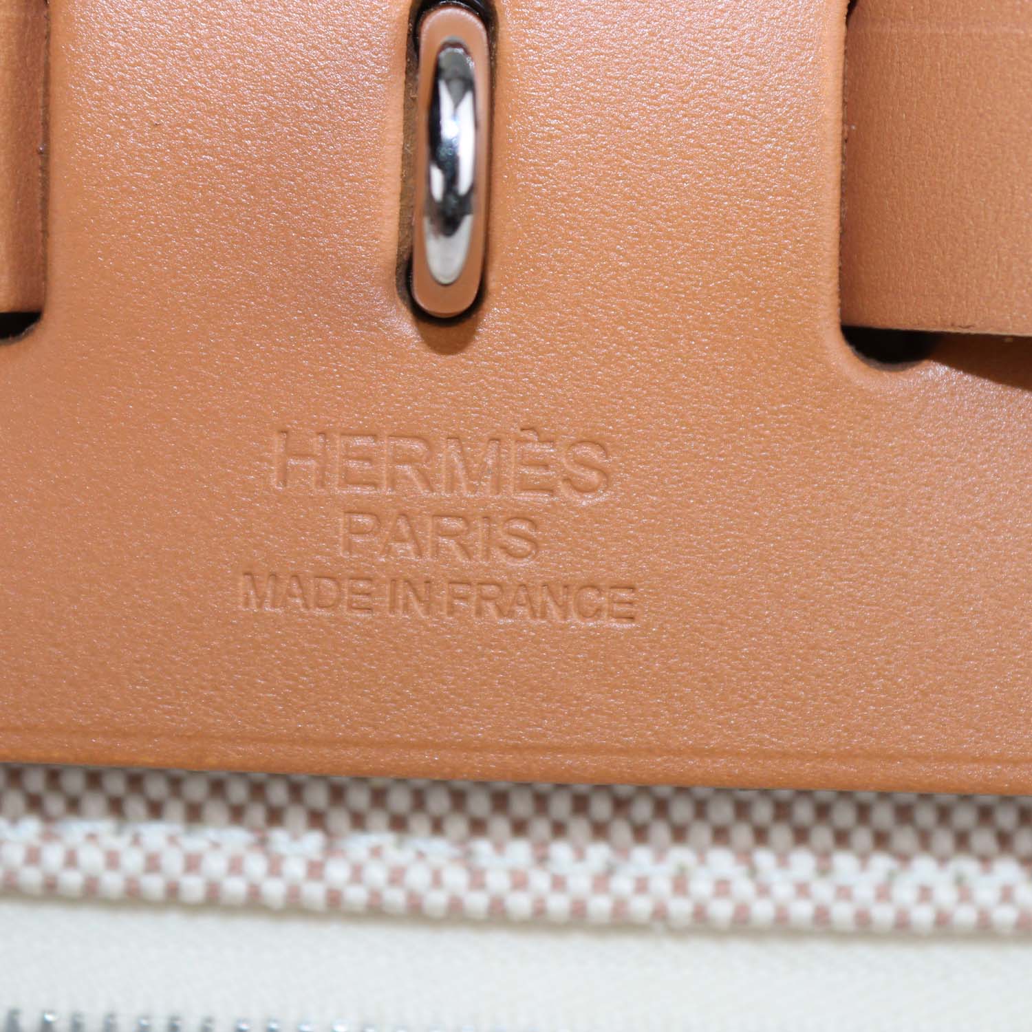 Hermes Ecru Beige/Naturel Sable Criss Viking Canvas and Vache Hunter Leather Herbag Zip 31 Bag