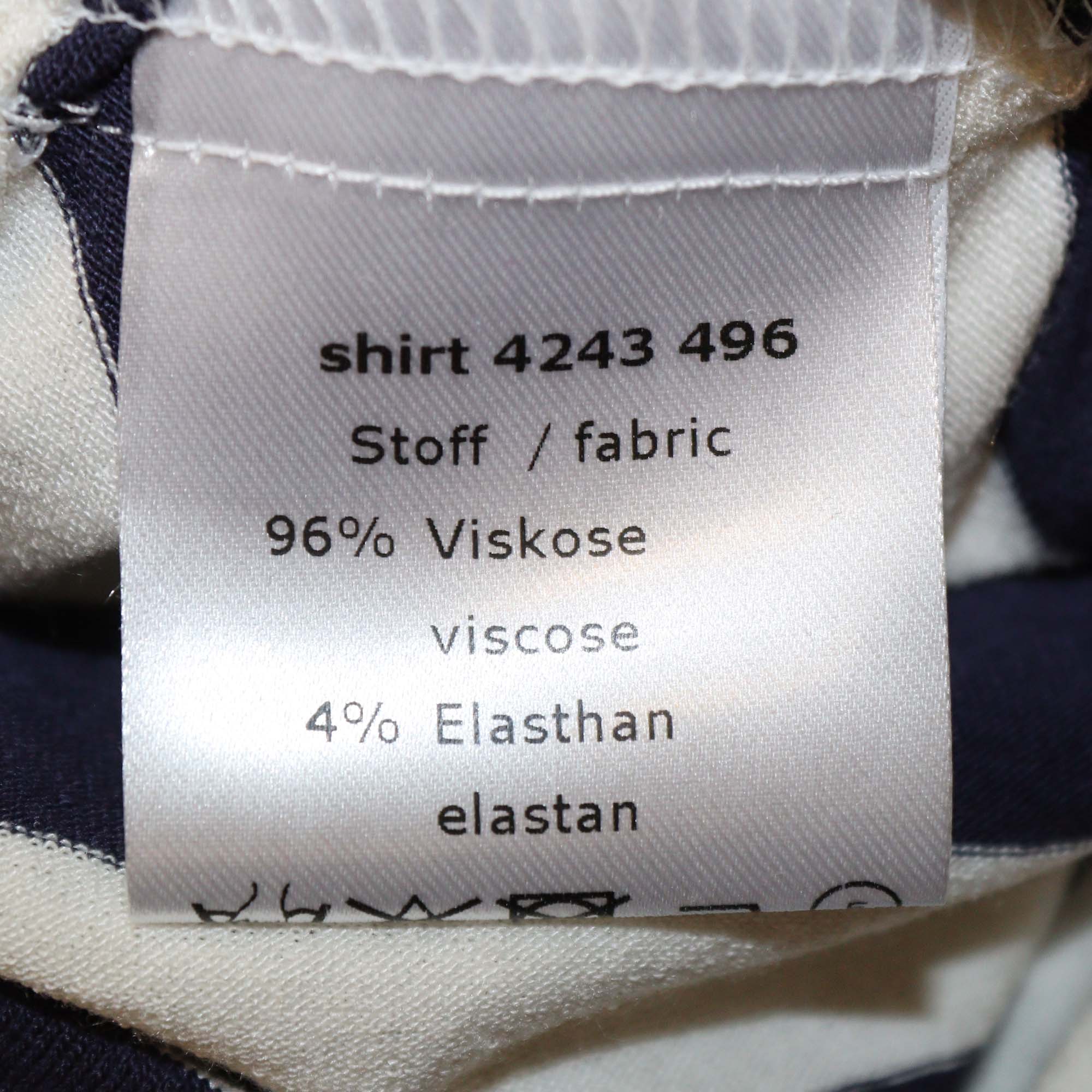 Maison Common White/Navy Blue Stripe Ruched Tee One Shoulder Top