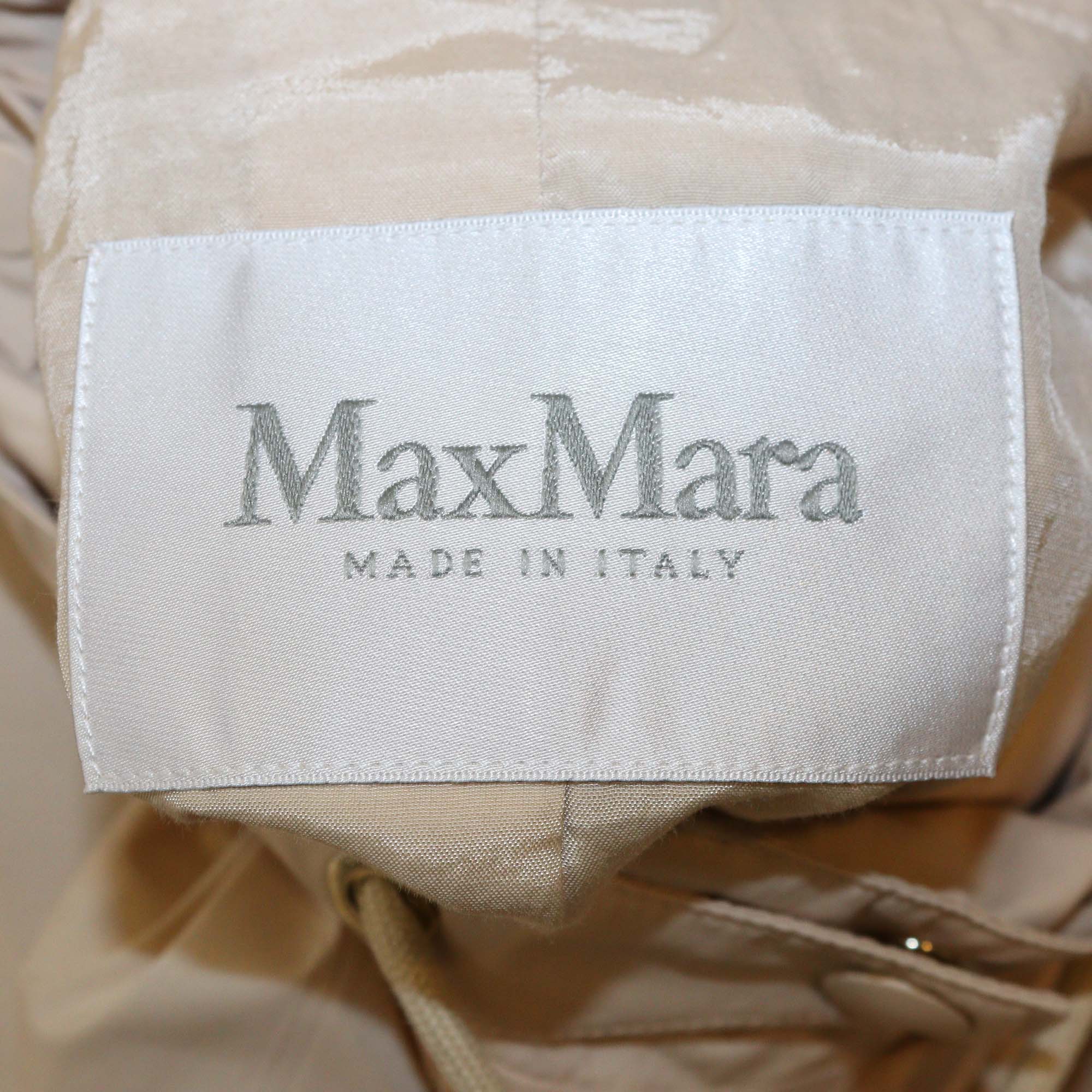 Max Mara Beige Blend Cotton & Nylon Drawstring Zip Raincoat