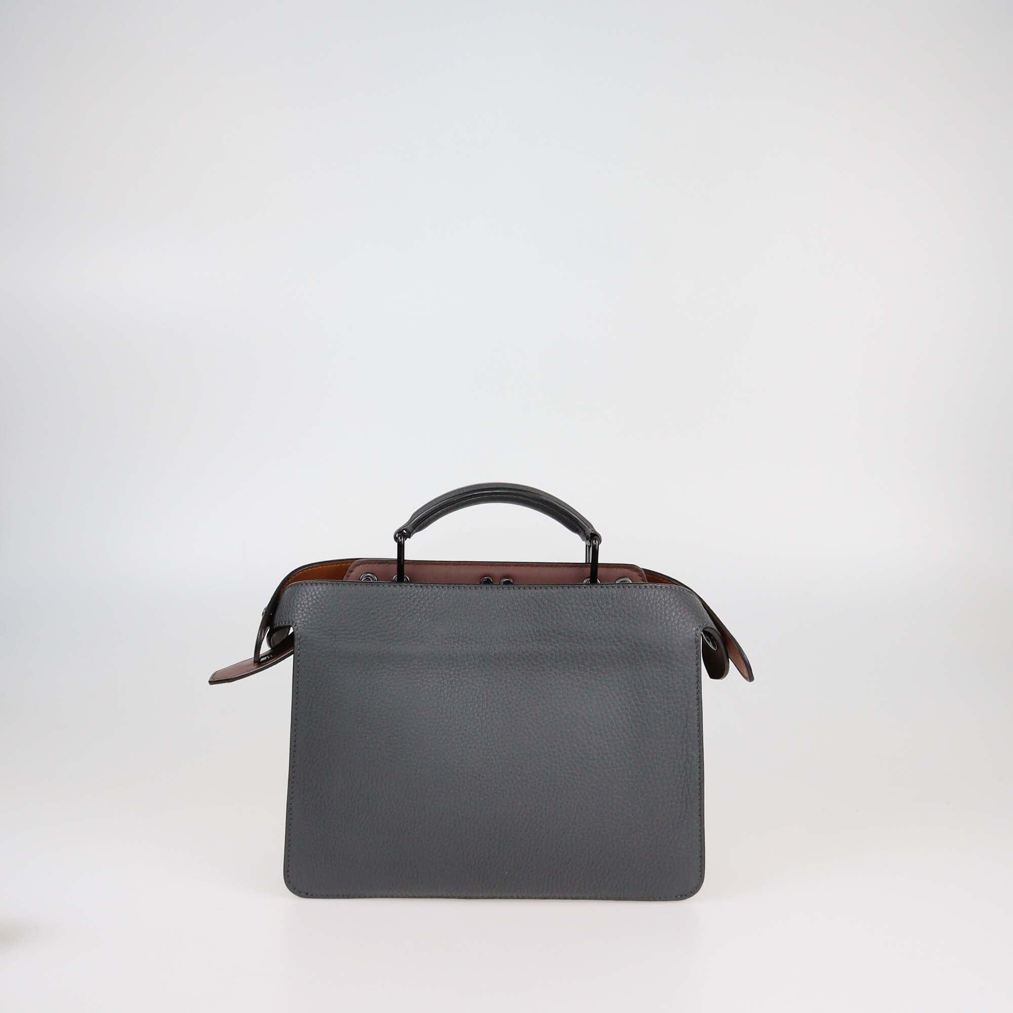 Fendi Dark Grey Leather Mini Peekaboo IseeU Top Handle Bag Mens Fendi