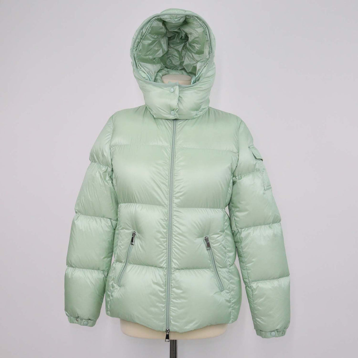 Moncler Mint Green Nylon Puffer Hooded Down Jacket