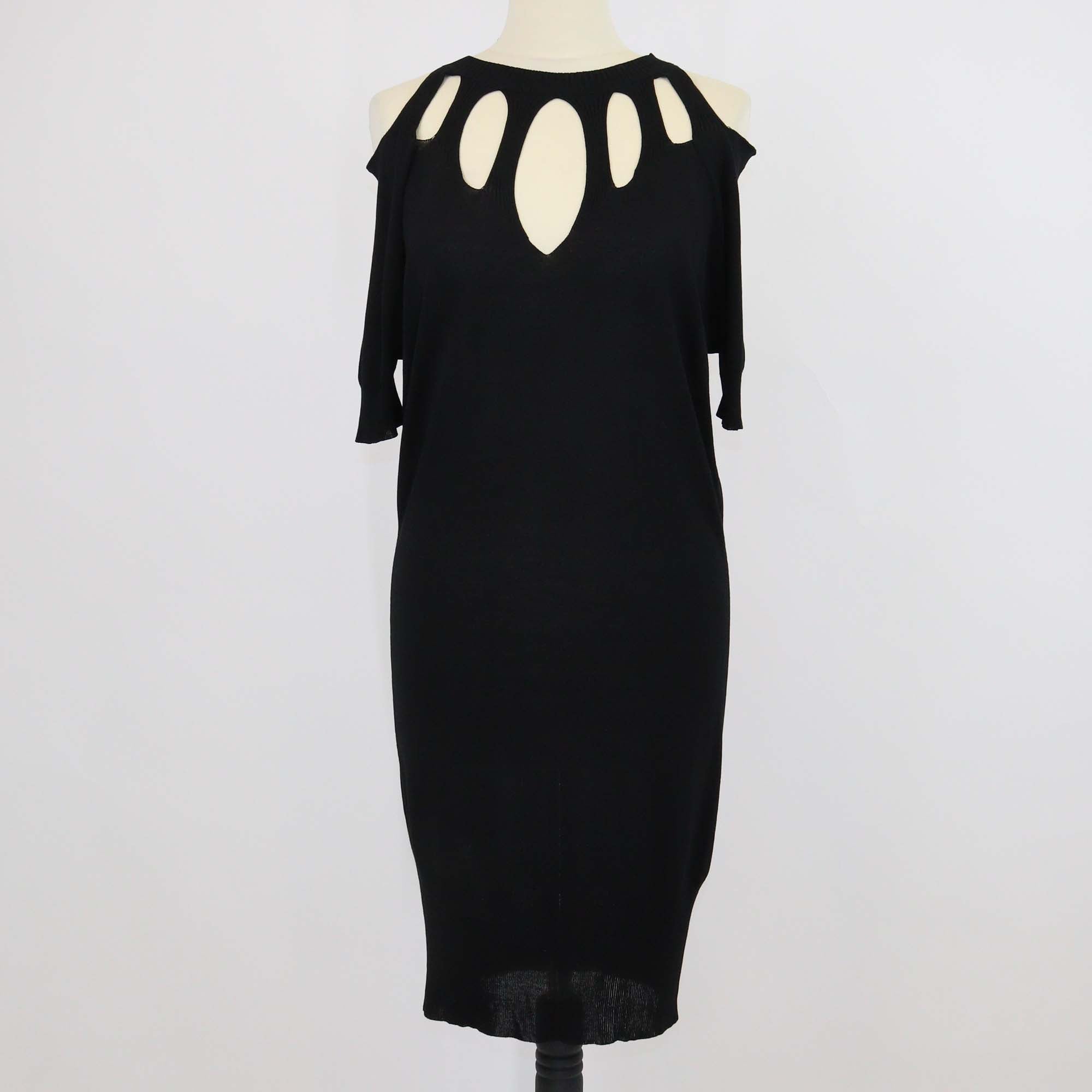 Jean Paul Gaultier Black Viscose Crepe Cutout Short Sleeve Mini Dress