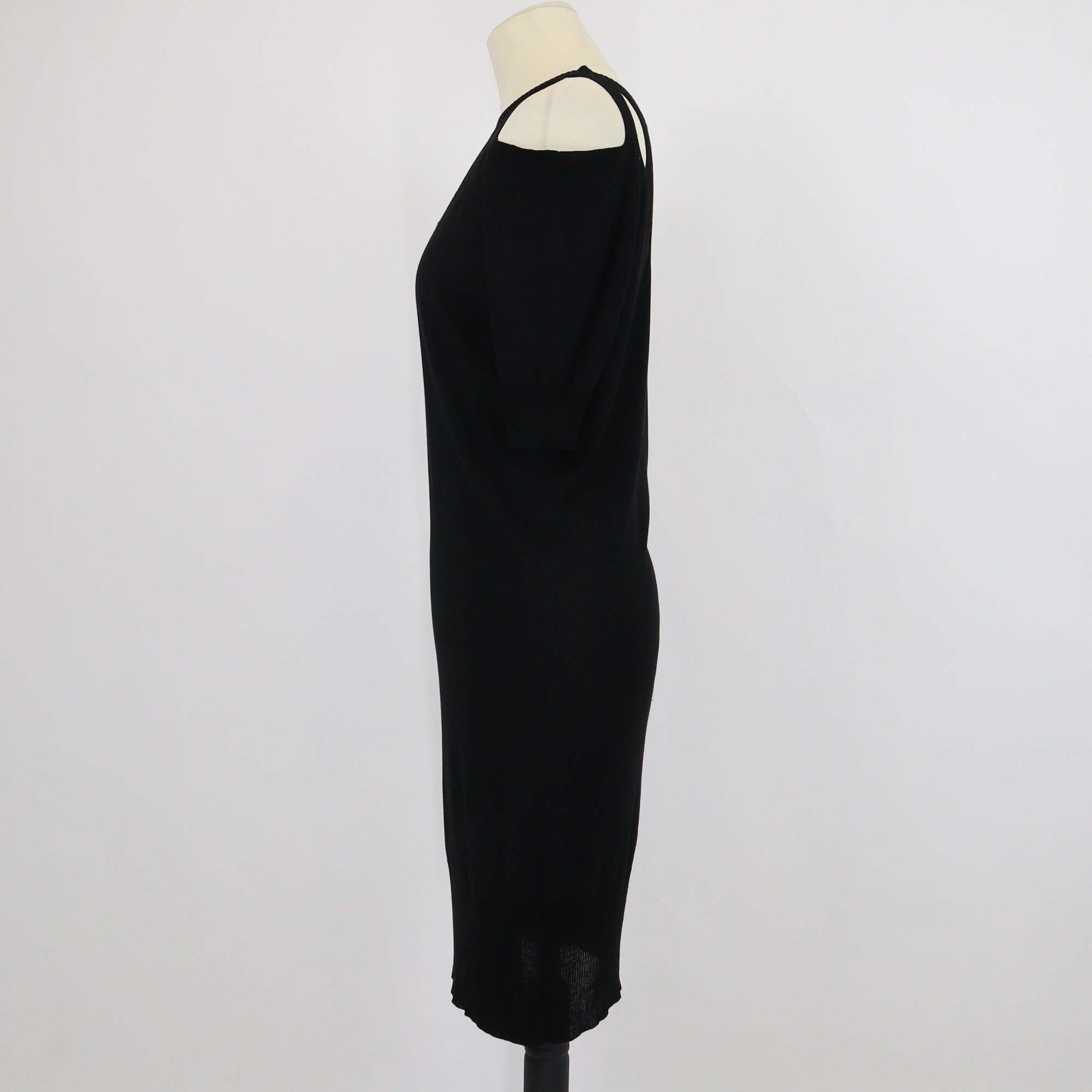 Jean Paul Gaultier Black Viscose Crepe Cutout Short Sleeve Mini Dress