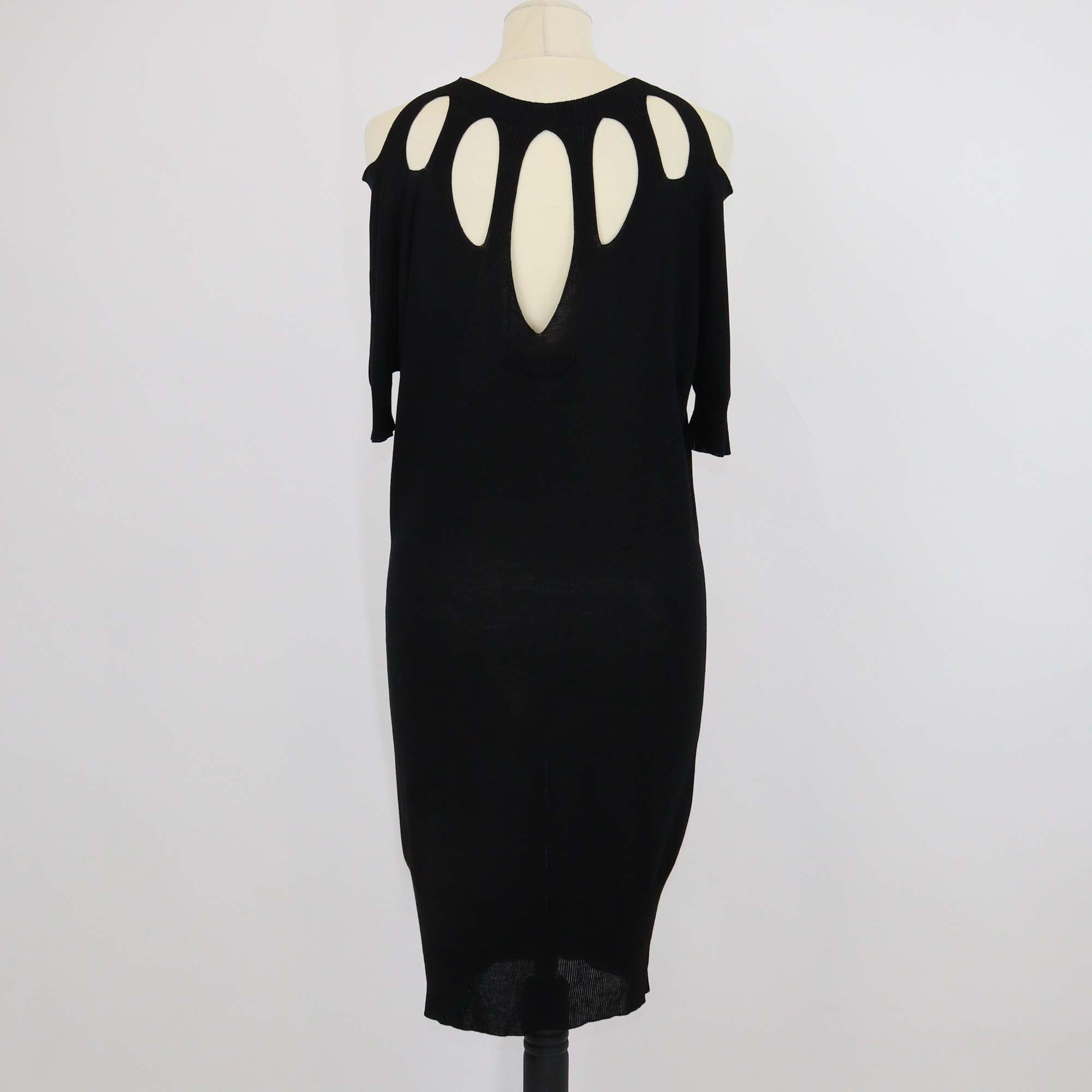 Jean Paul Gaultier Black Viscose Crepe Cutout Short Sleeve Mini Dress