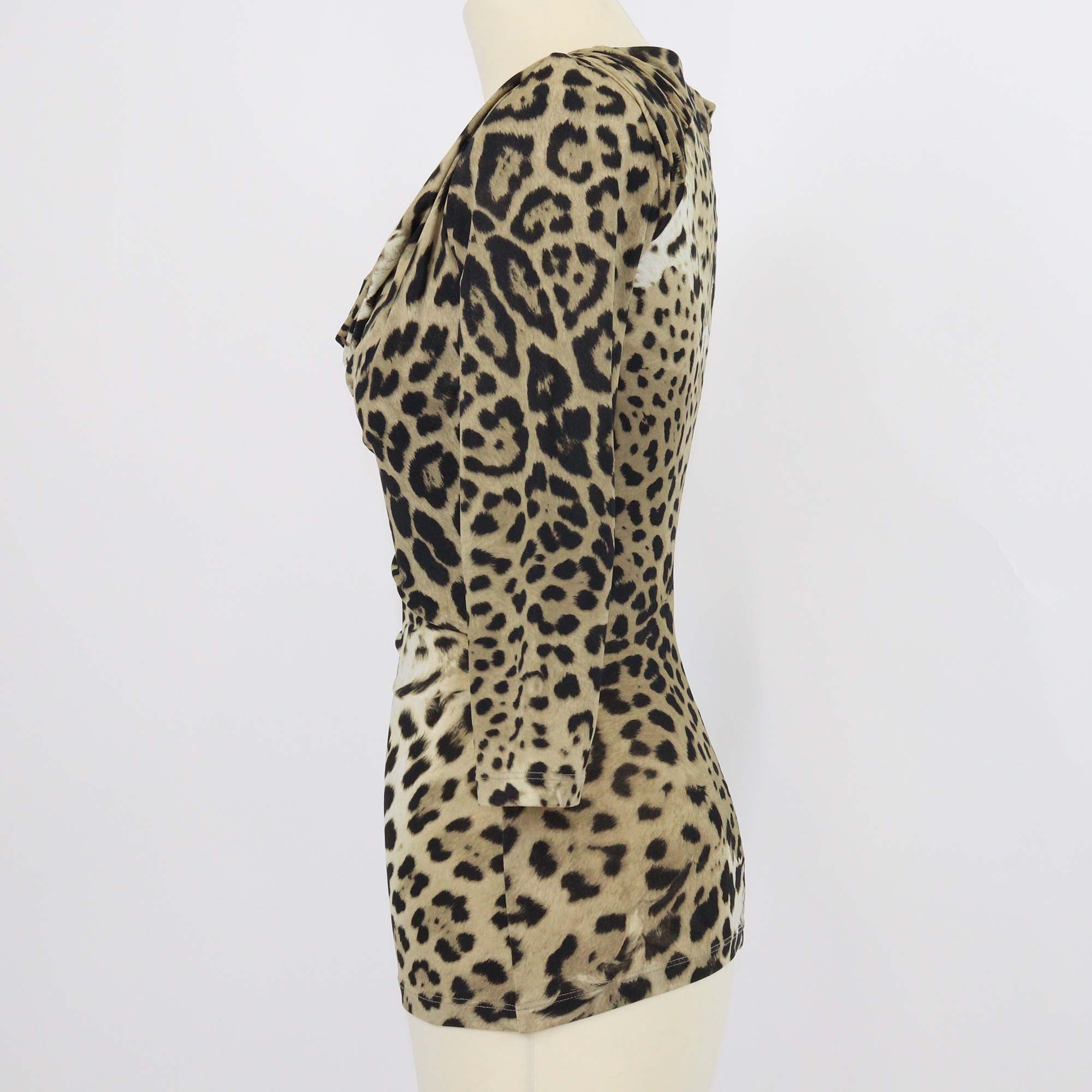 Roberto Cavalli Brown/Black Leopard Print Long Sleeve Top