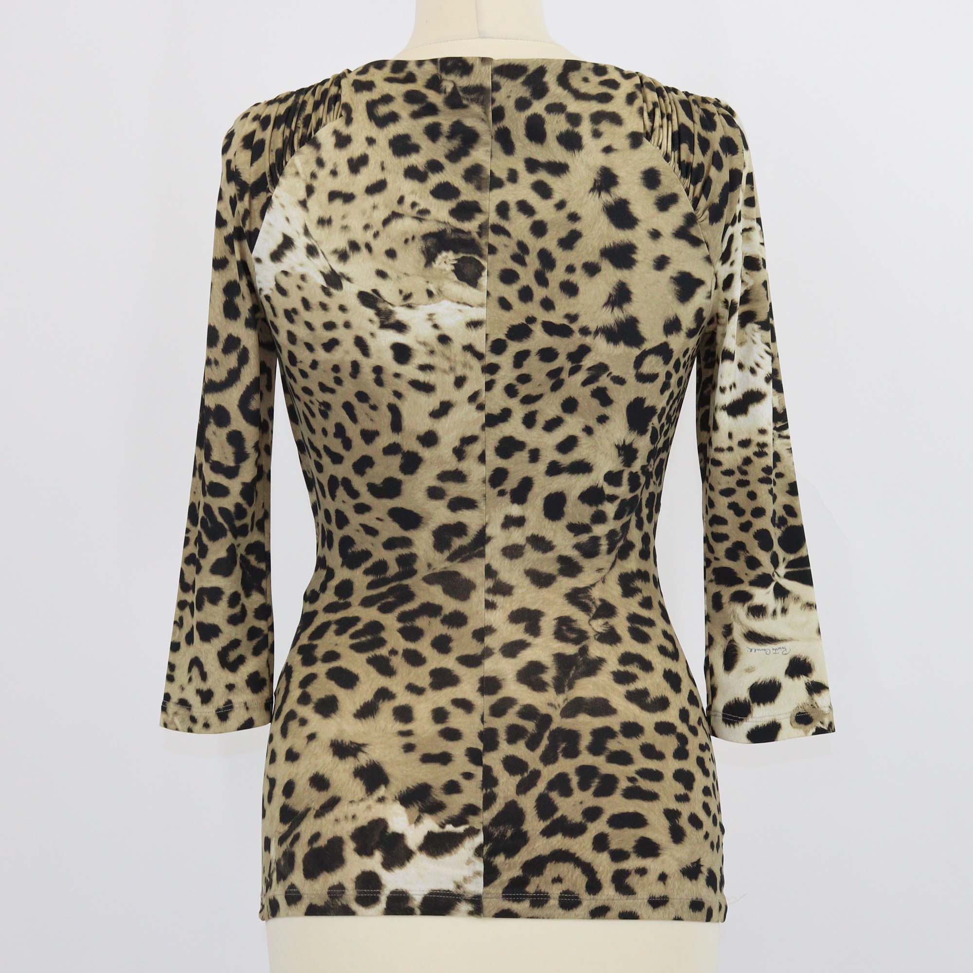 Roberto Cavalli Brown/Black Leopard Print Long Sleeve Top