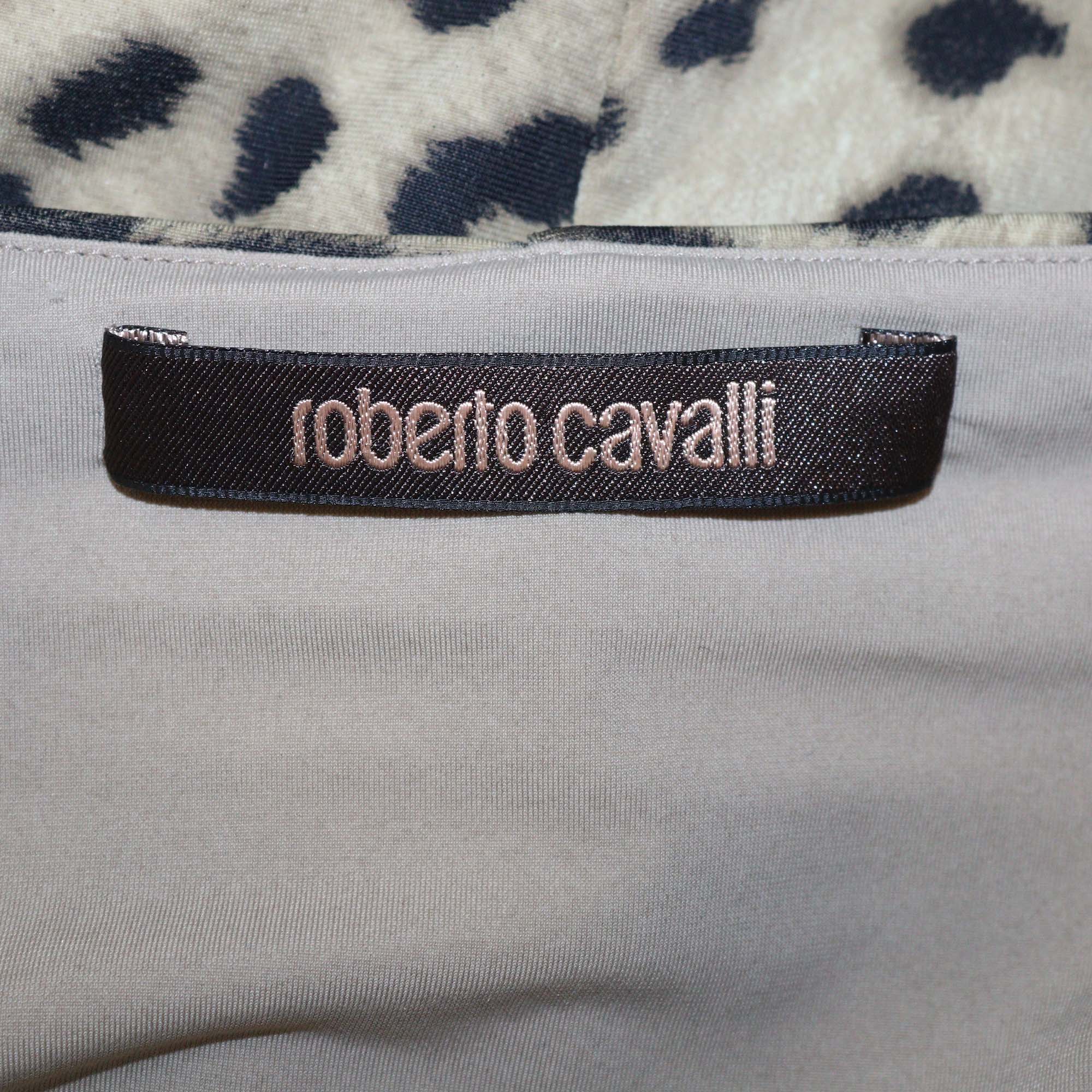 Roberto Cavalli Brown/Black Leopard Print Long Sleeve Top