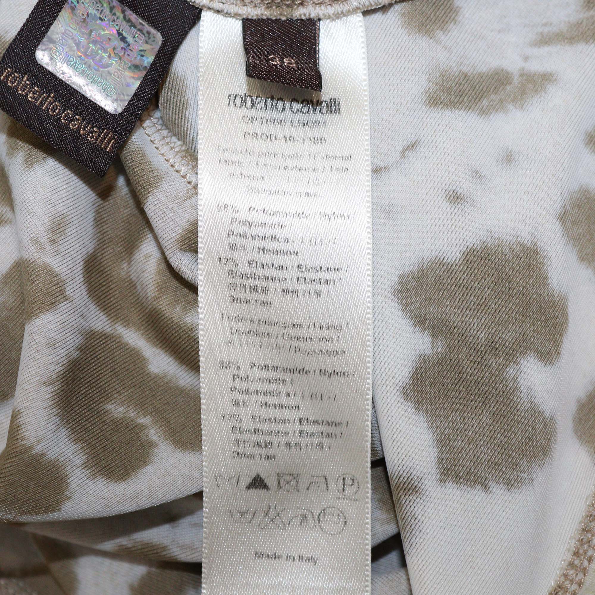 Roberto Cavalli Brown/Black Leopard Print Long Sleeve Top