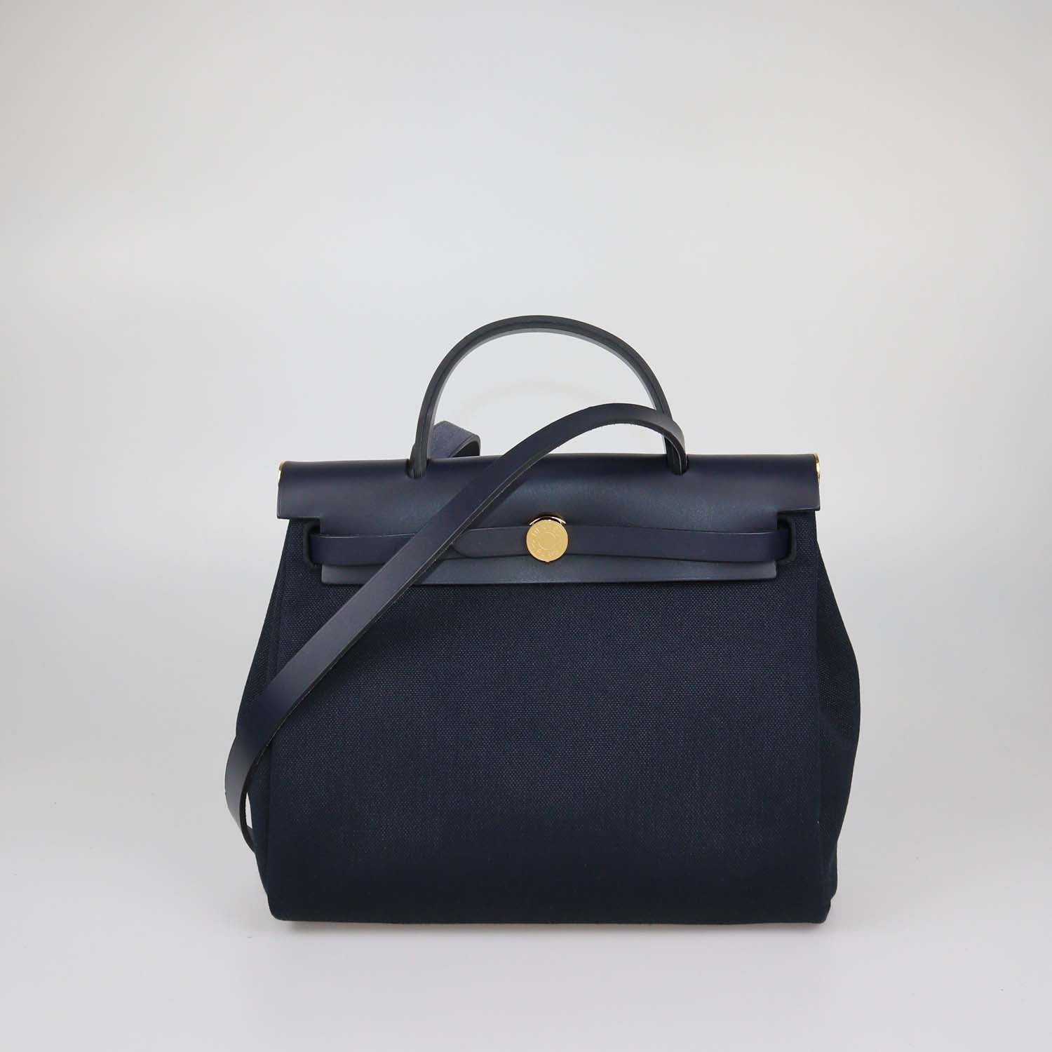Hermes Black Canvas and Vache Hunter Leather Herbag Zip 31 Bag