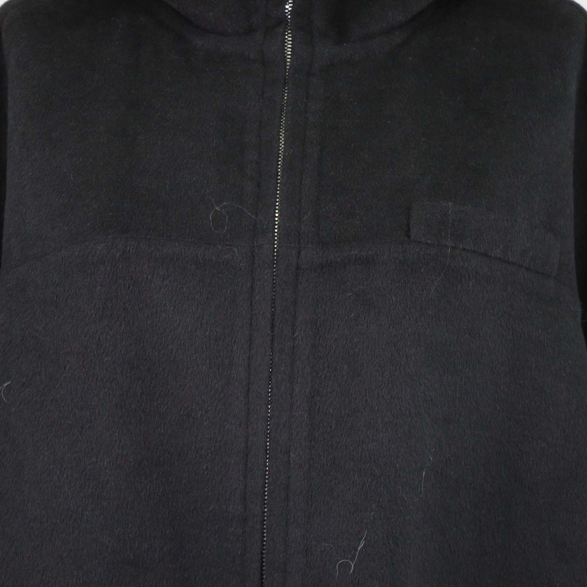 Prada Black Blend Wool Belted Hoodie Coat