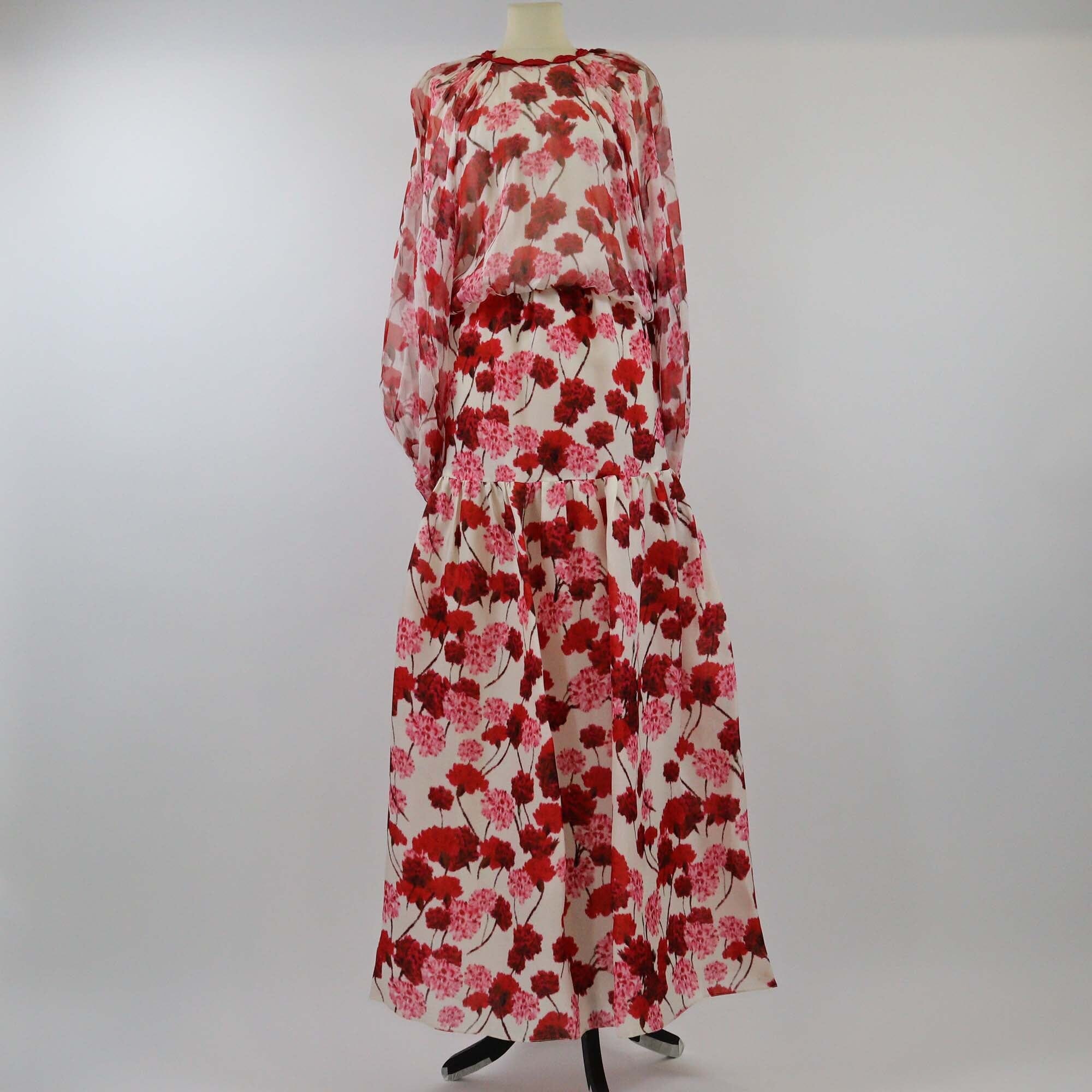 Giambattista Valli Multiocor Carnation Print Blouse & Maxi Skirt Set Womens Giambattista Valli