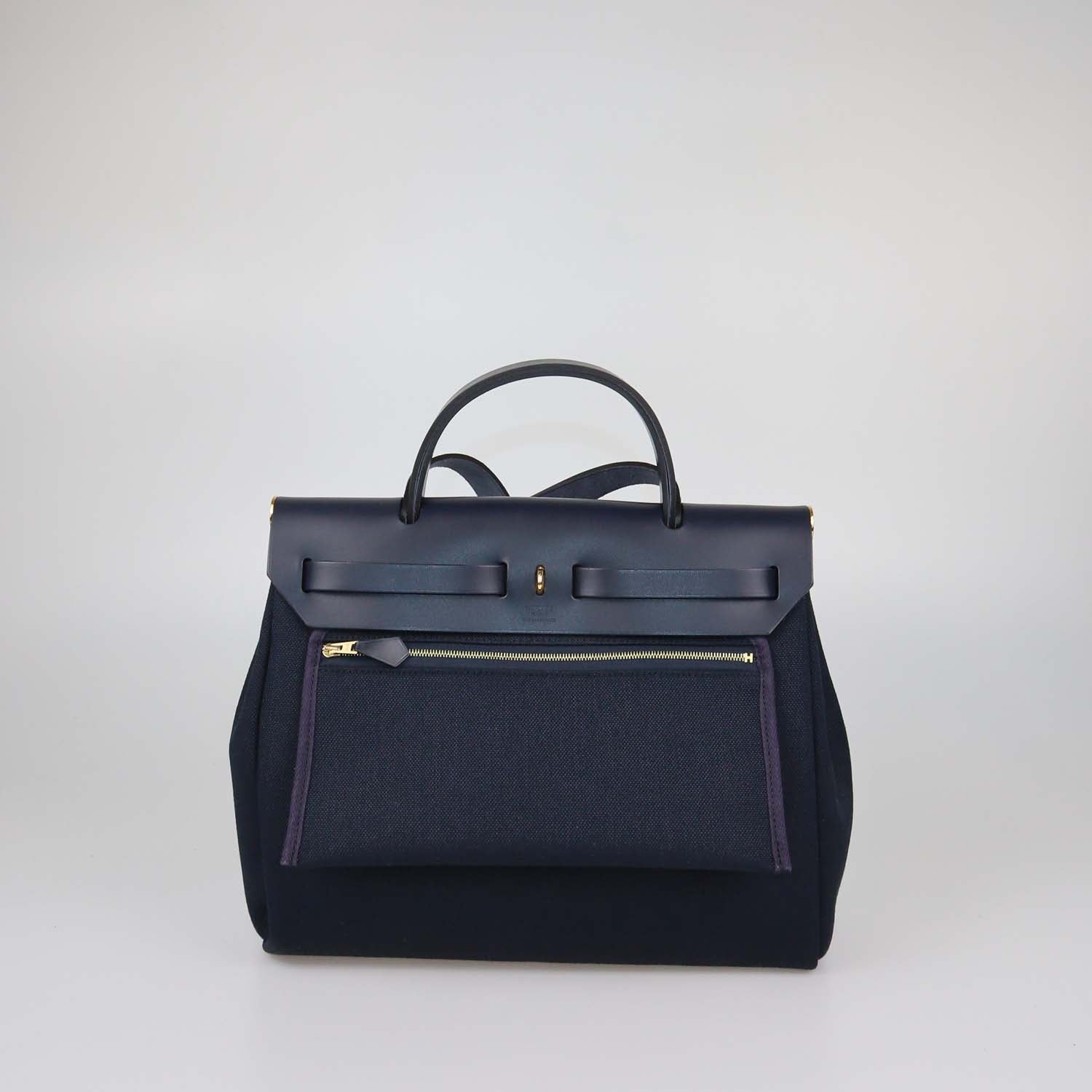 Hermes Black Canvas and Vache Hunter Leather Herbag Zip 31 Bag
