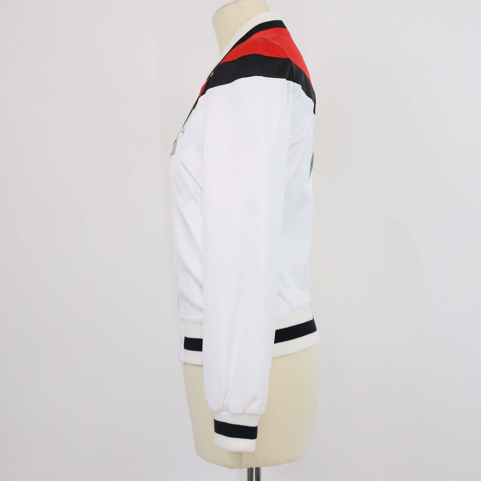 Maje White/Multicolor Polyester Floral Embroidered Bomber Jacket
