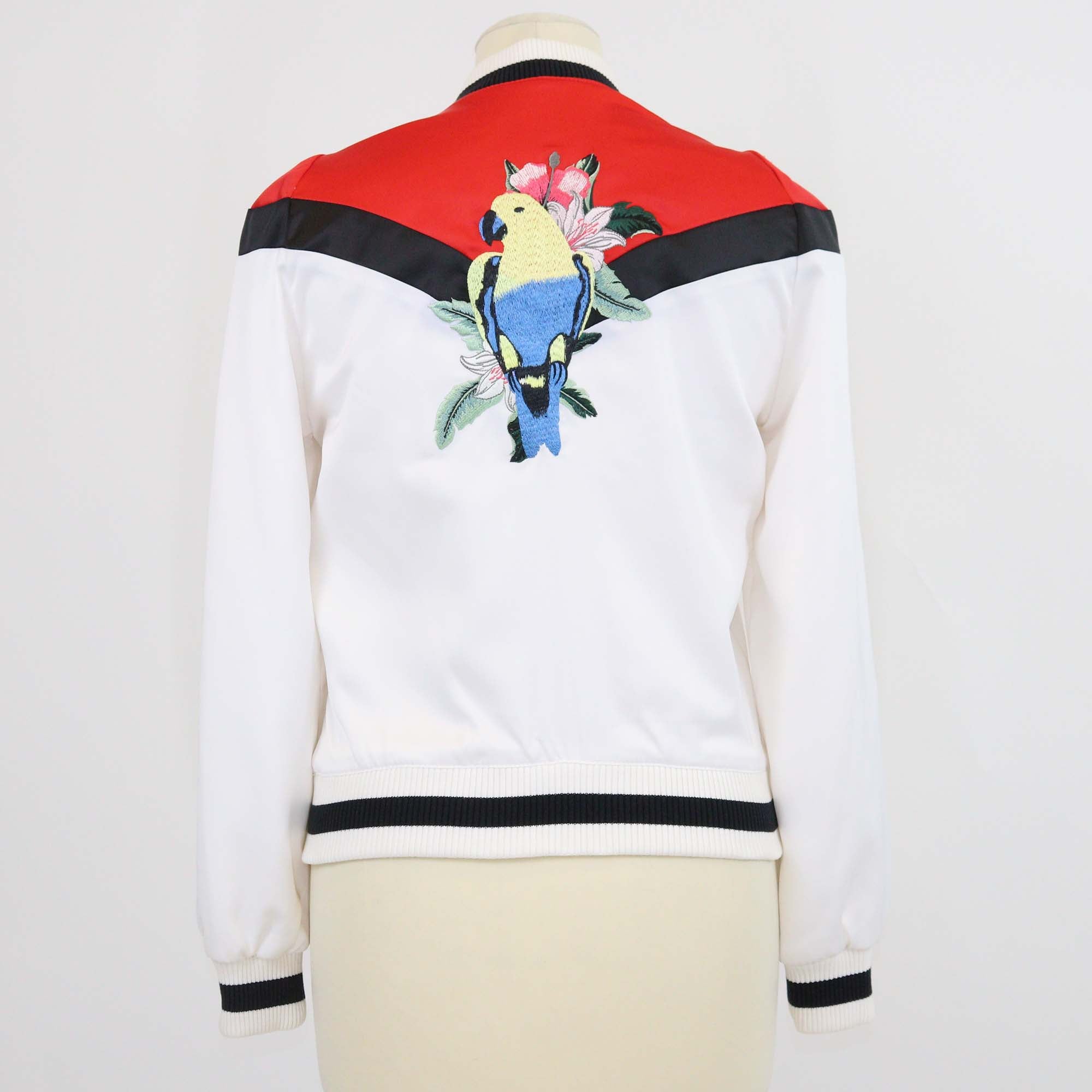 Maje White/Multicolor Polyester Floral Embroidered Bomber Jacket