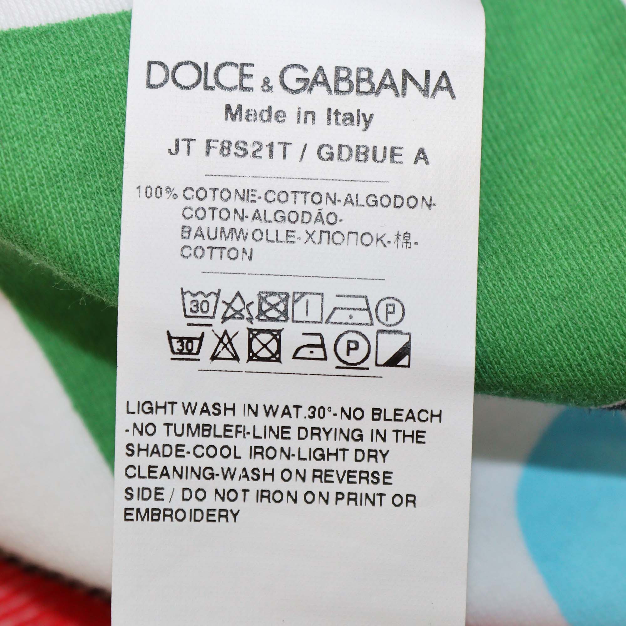 Dolce & Gabbana Multicolor Cotton Carreto Print Crop T-Shirt