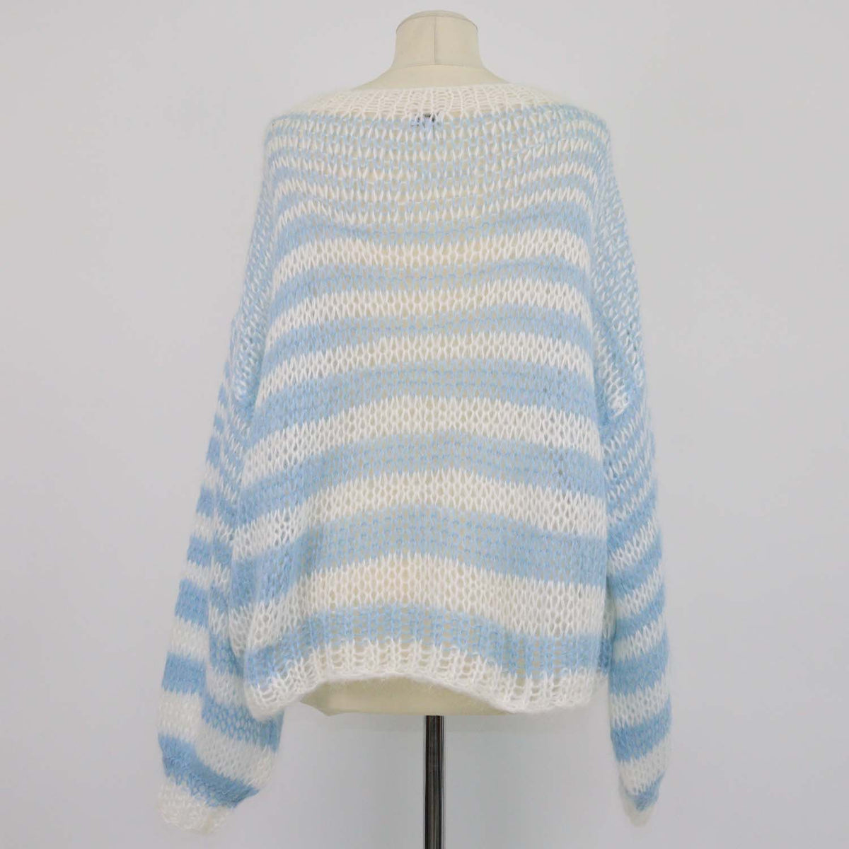 Loewe Blue, White Blend Mohair Anagram Striped Sweater