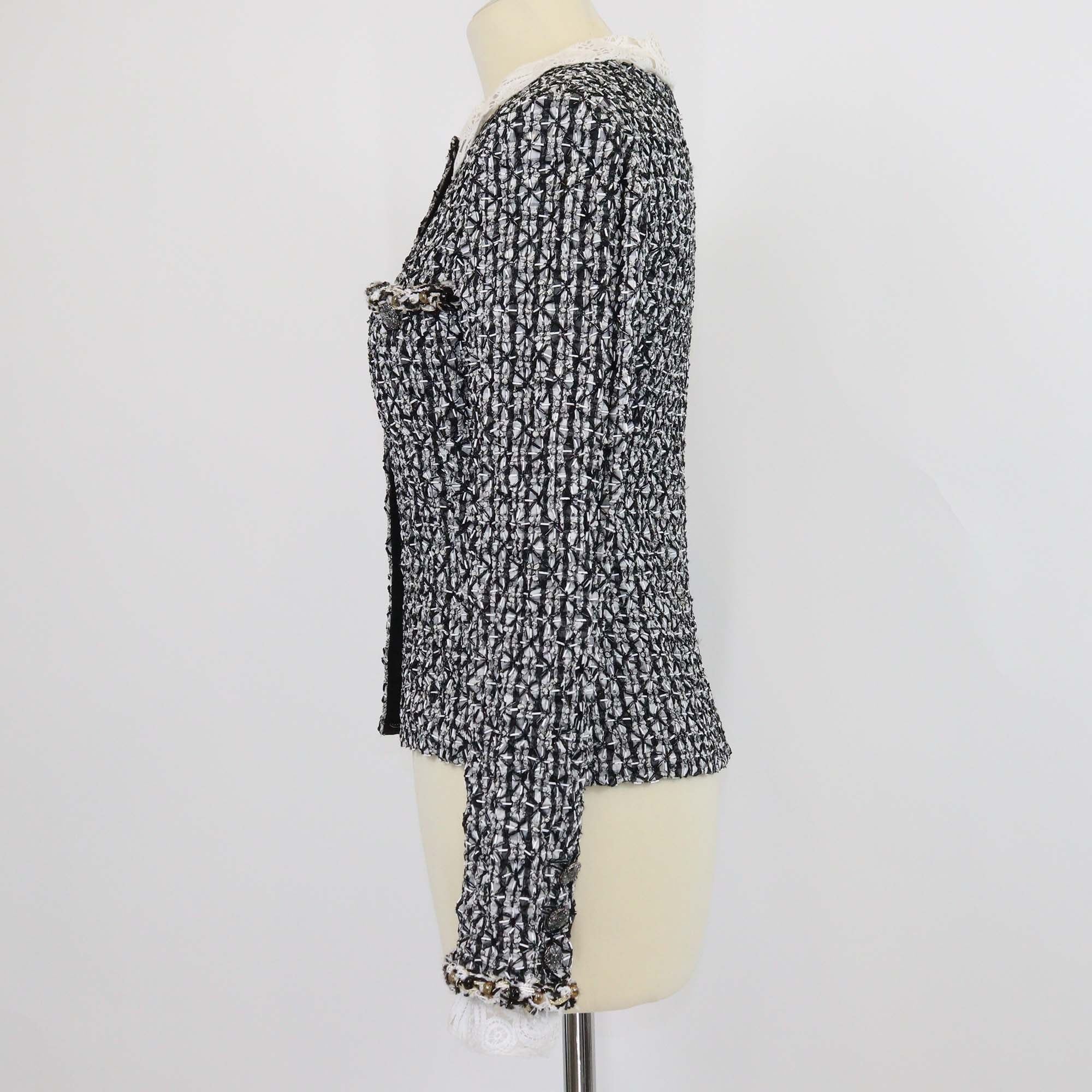 Chanel Multicolor Silk Beaded Collar Lace Jacket