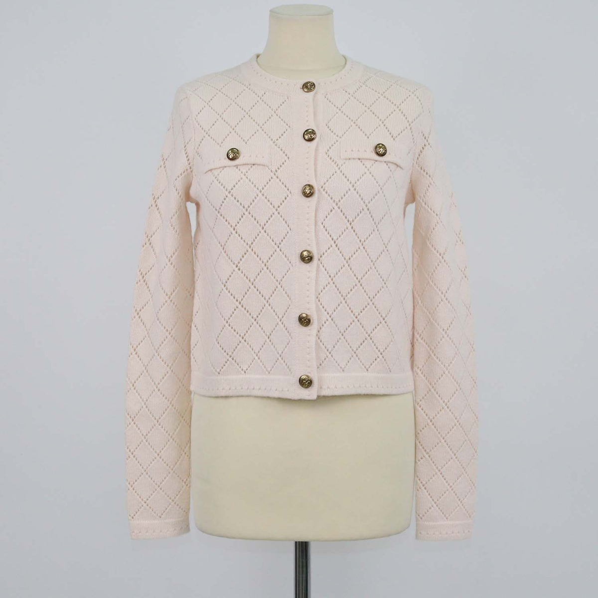 Zimmermann Light Beige Wool Pointelle Knit Cardigan
