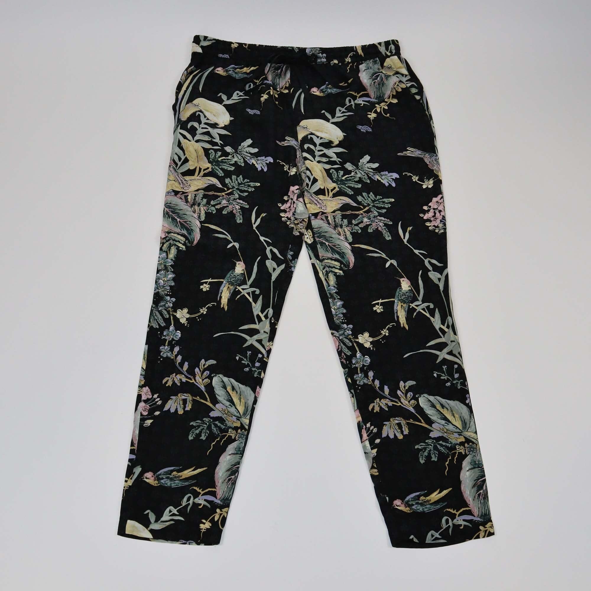 RED Valentino Black Floral Print Straight Pants Womens Red Valentino