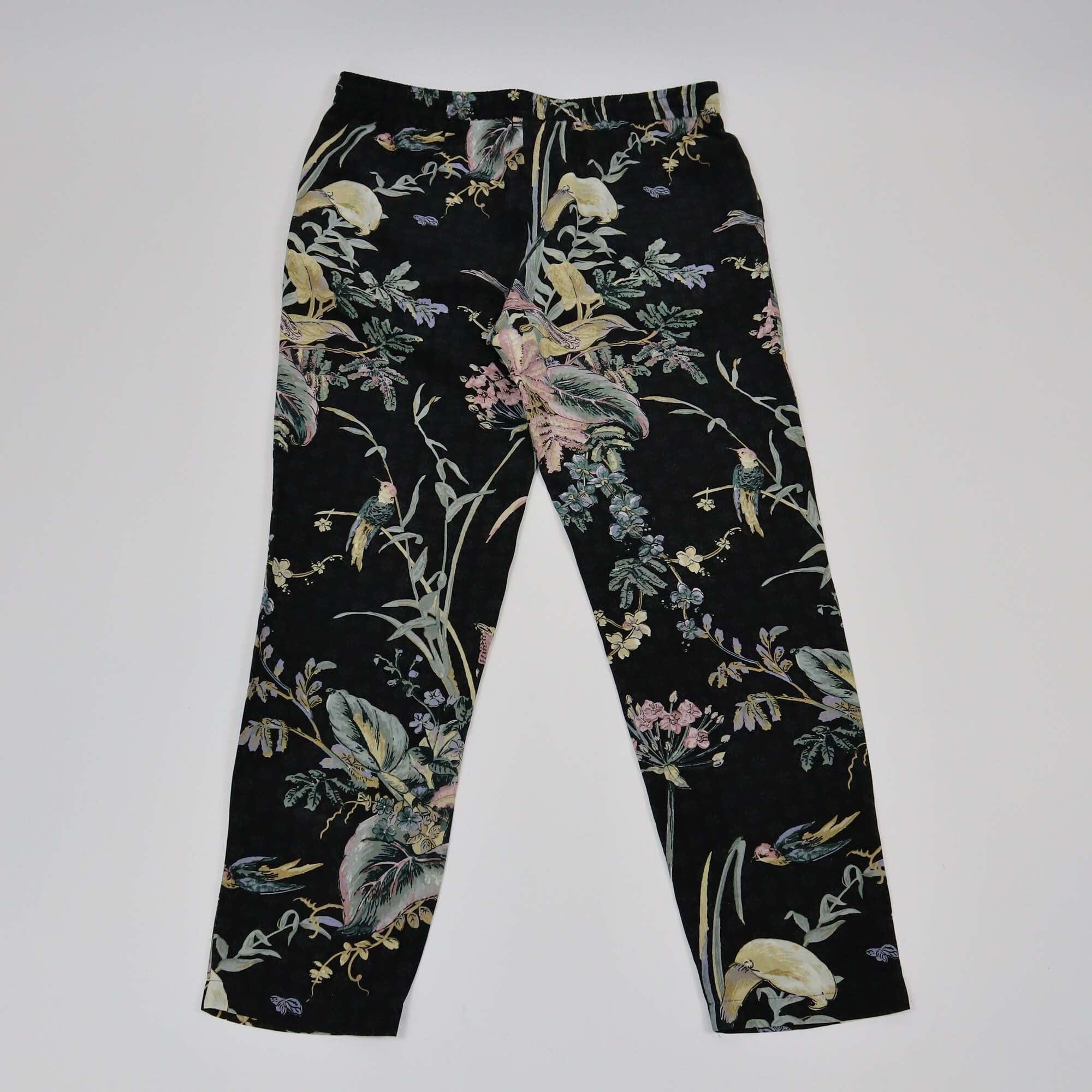 RED Valentino Black Floral Print Straight Pants Womens Red Valentino