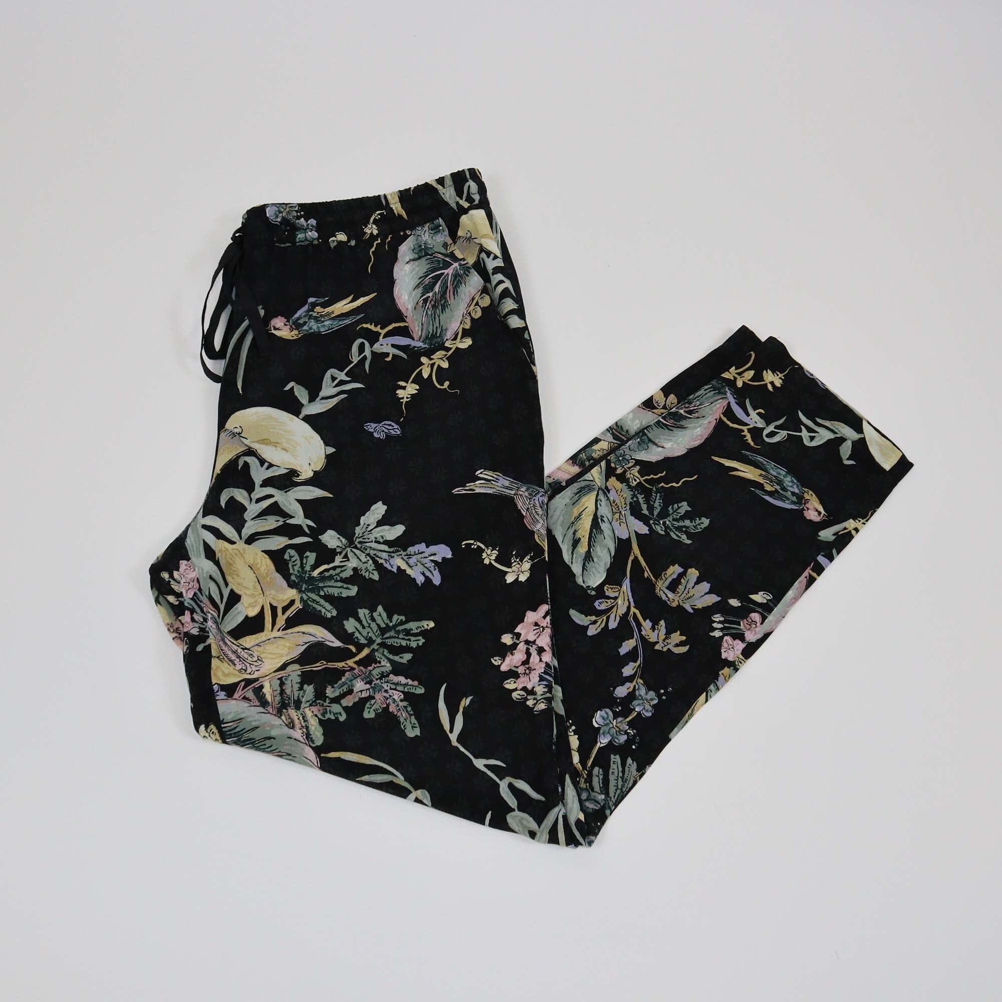RED Valentino Black Floral Print Straight Pants Womens Red Valentino