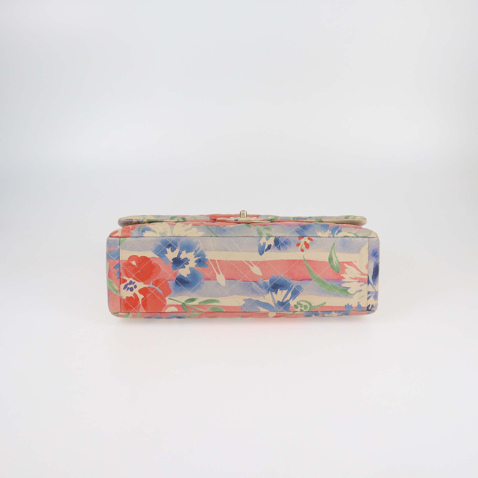 Chanel Multicolor Floral Print Quilted Leather Maxi Classic Single Flap Bag