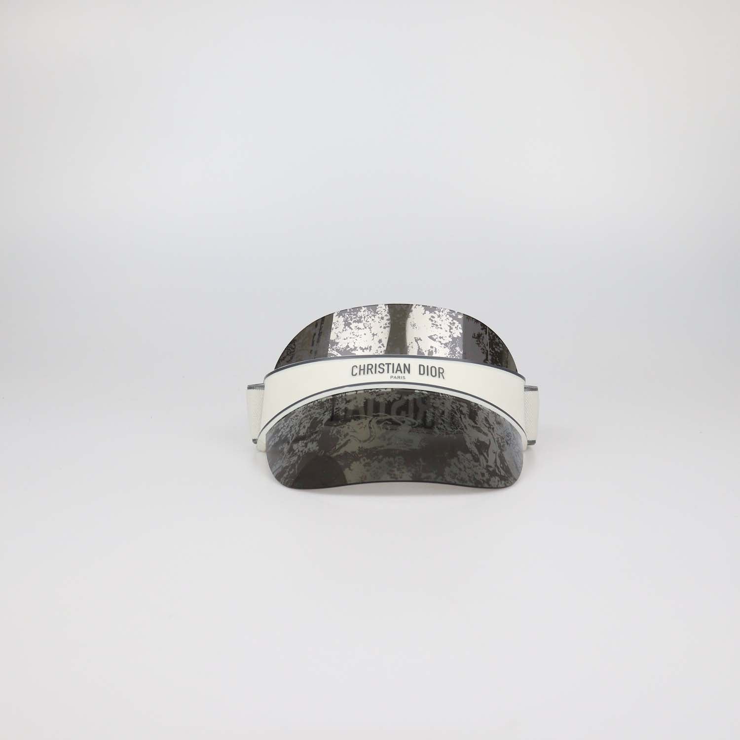 Christian Dior White/Grey Mirrored Toile de Jouy DiorClub V1U Visor