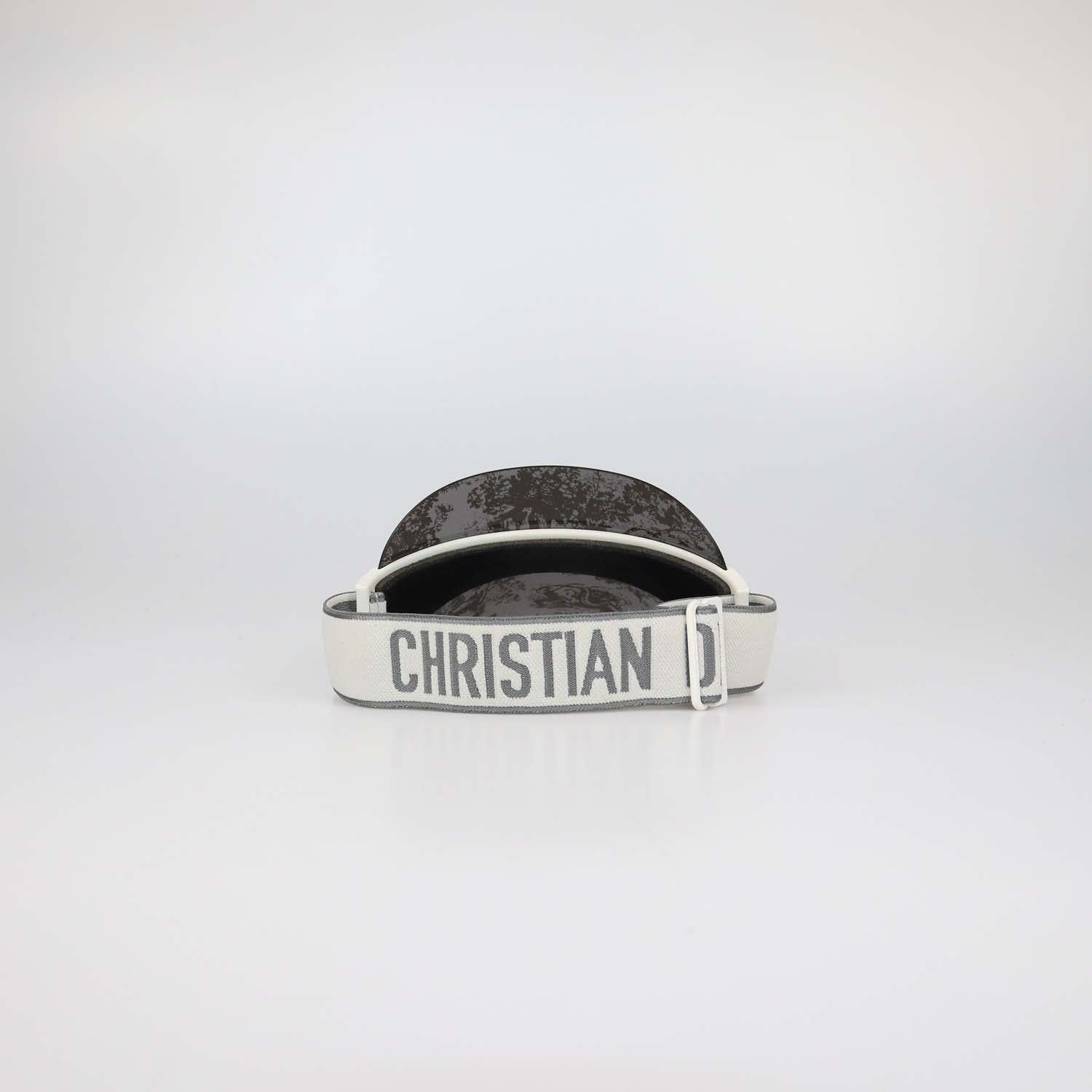 Christian Dior White/Grey Mirrored Toile de Jouy DiorClub V1U Visor