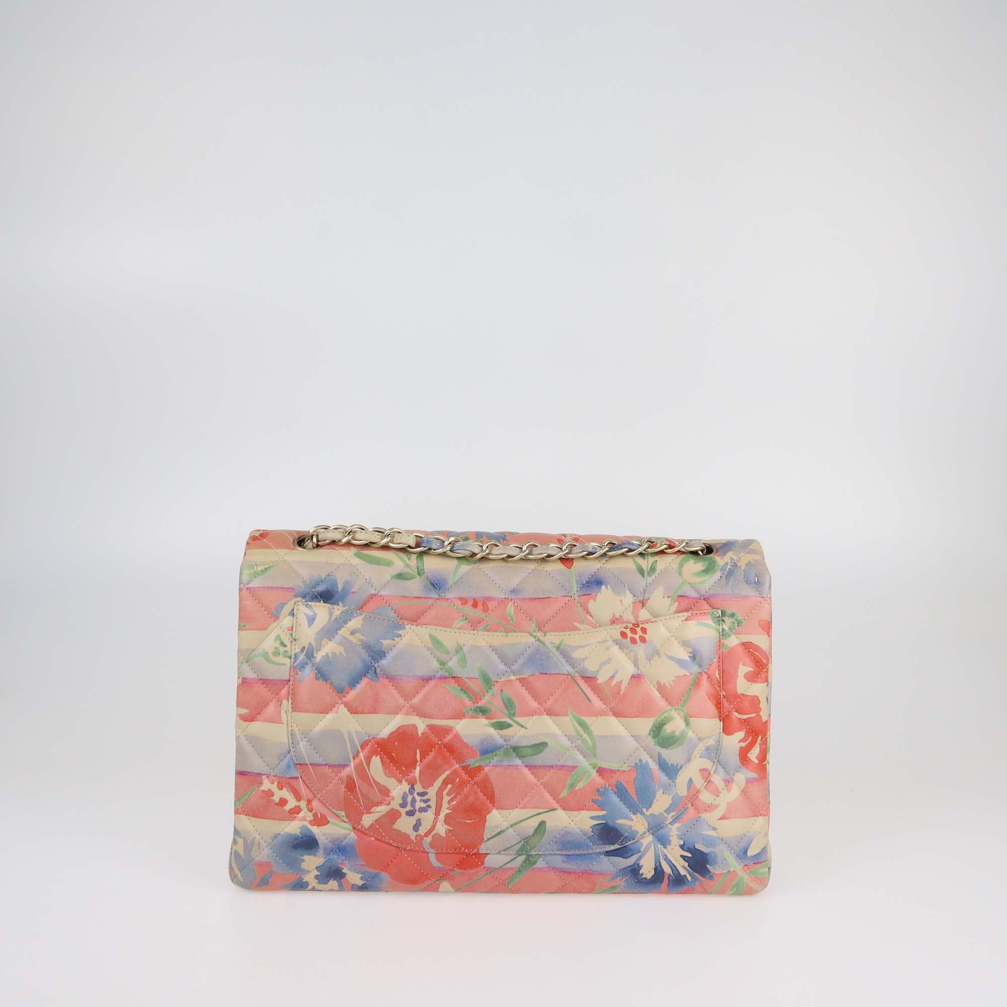 Chanel Multicolor Floral Print Quilted Leather Maxi Classic Single Flap Bag