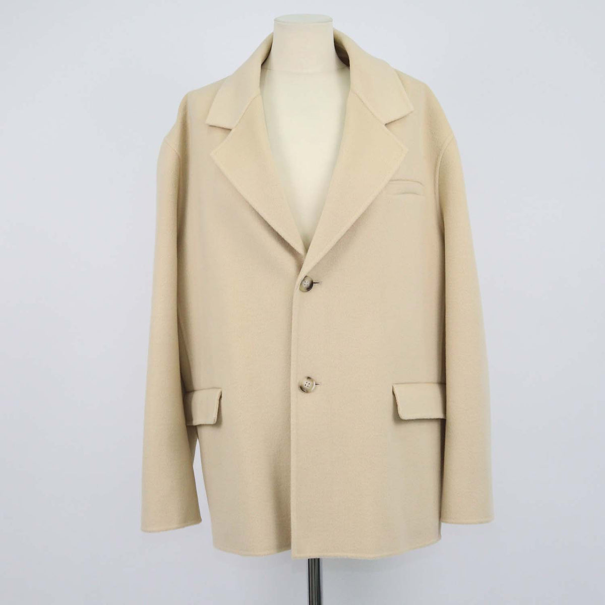 Nanushka Sea Cream Wool and Silk Boxy Oversized Blazer