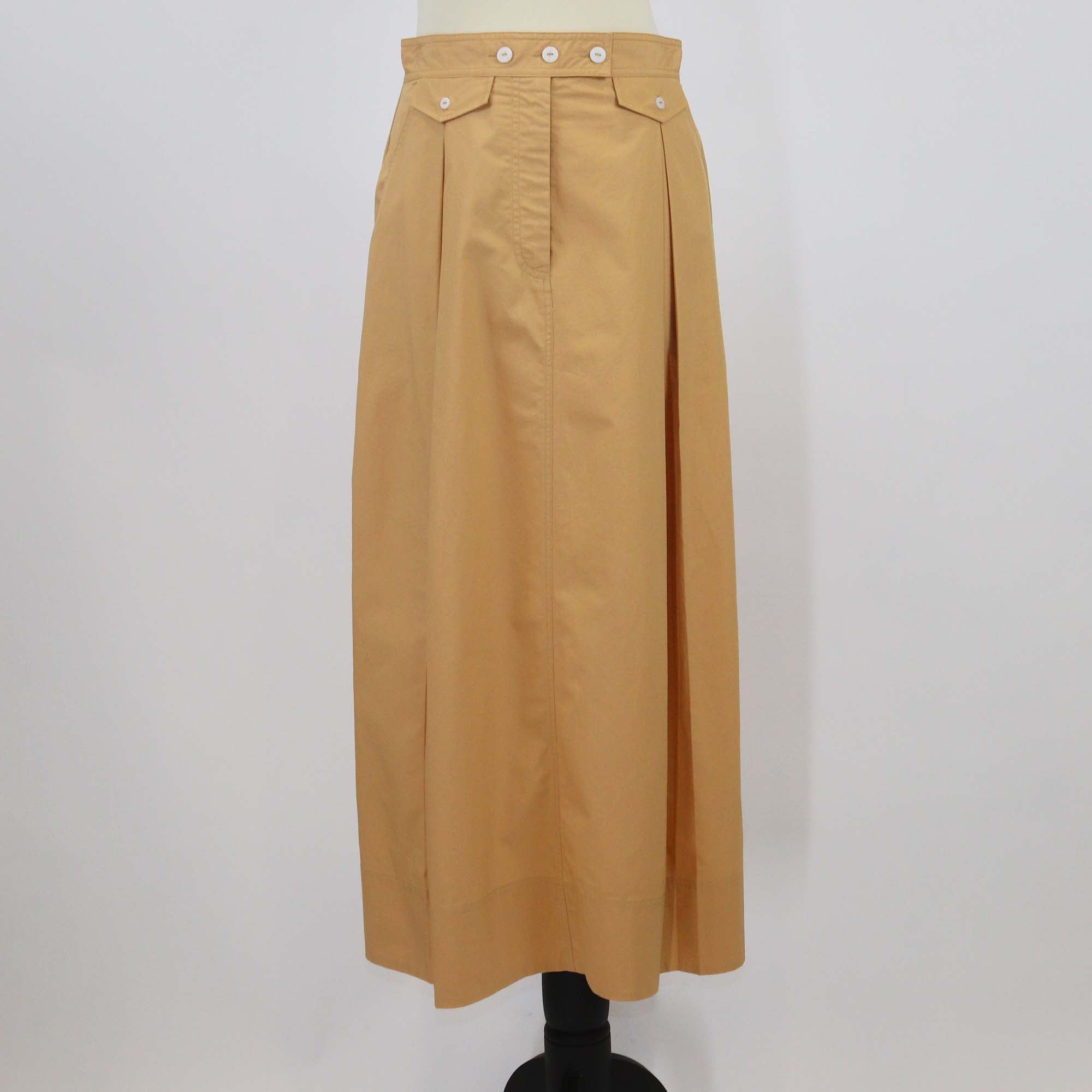 Shona Joy Light Orange Organic Cotton Kohala Pleated Midi Skirt