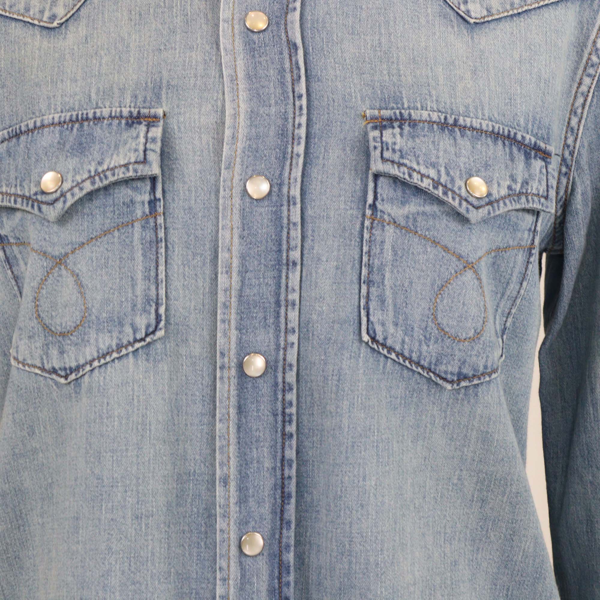 Saint Laurent Blue Washed Denim Long Sleeve Shirt