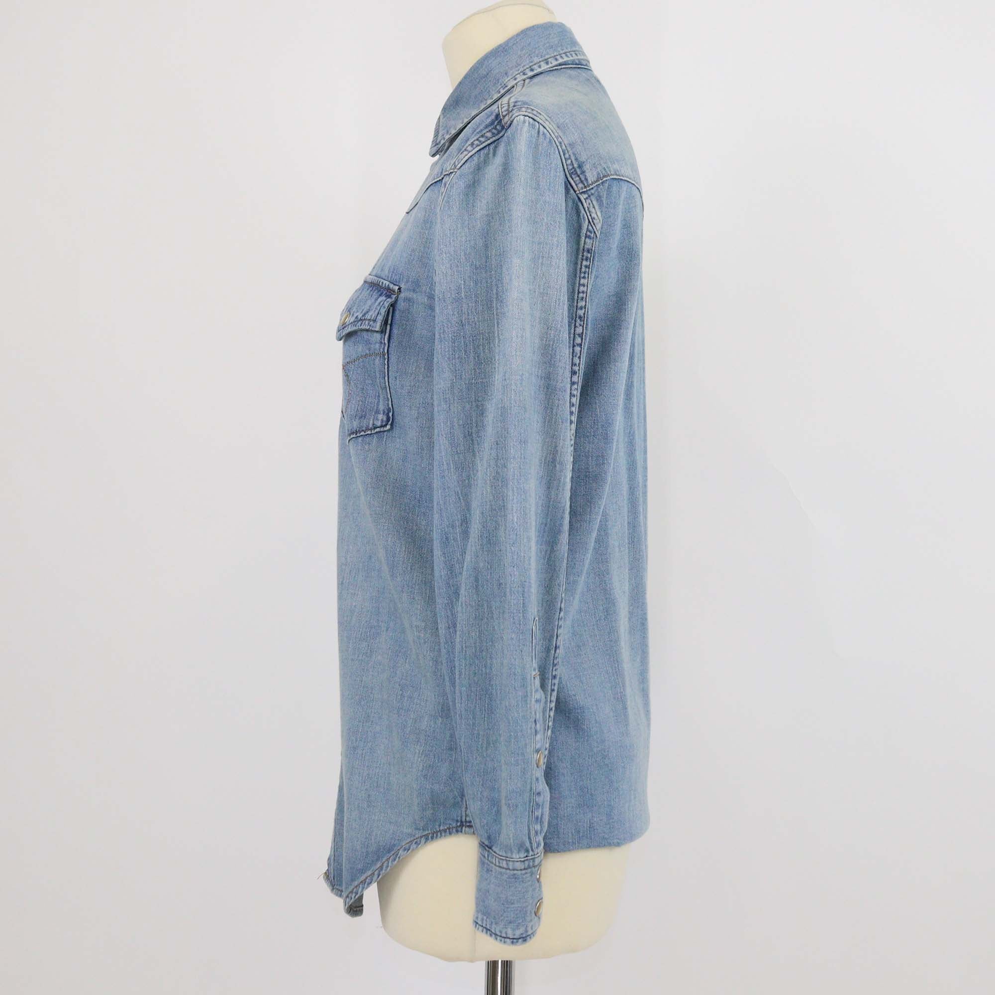 Saint Laurent Blue Washed Denim Long Sleeve Shirt