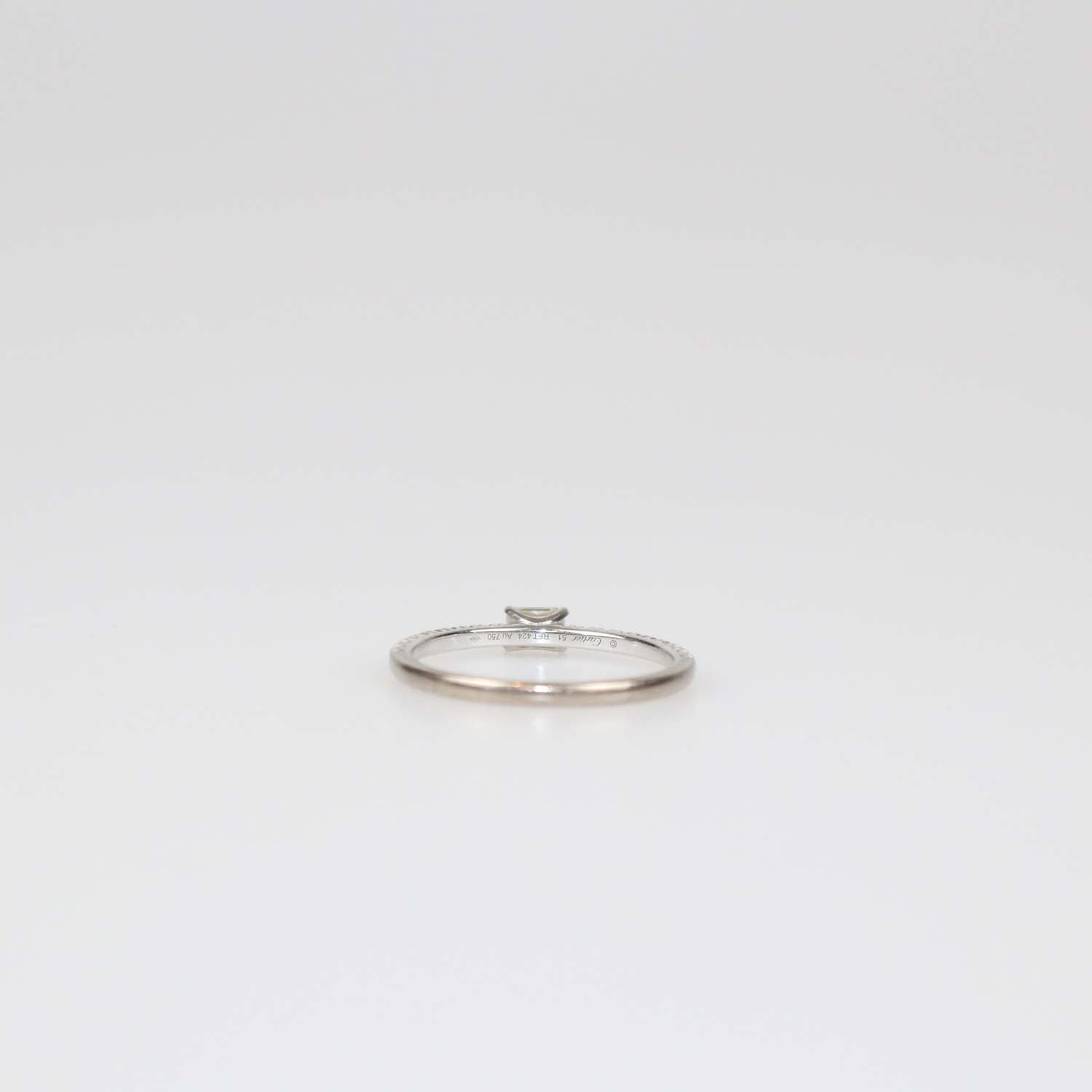 Cartier 18K White Gold Etincelle De Cartier Emerald Cut Diamond Ring Size 51