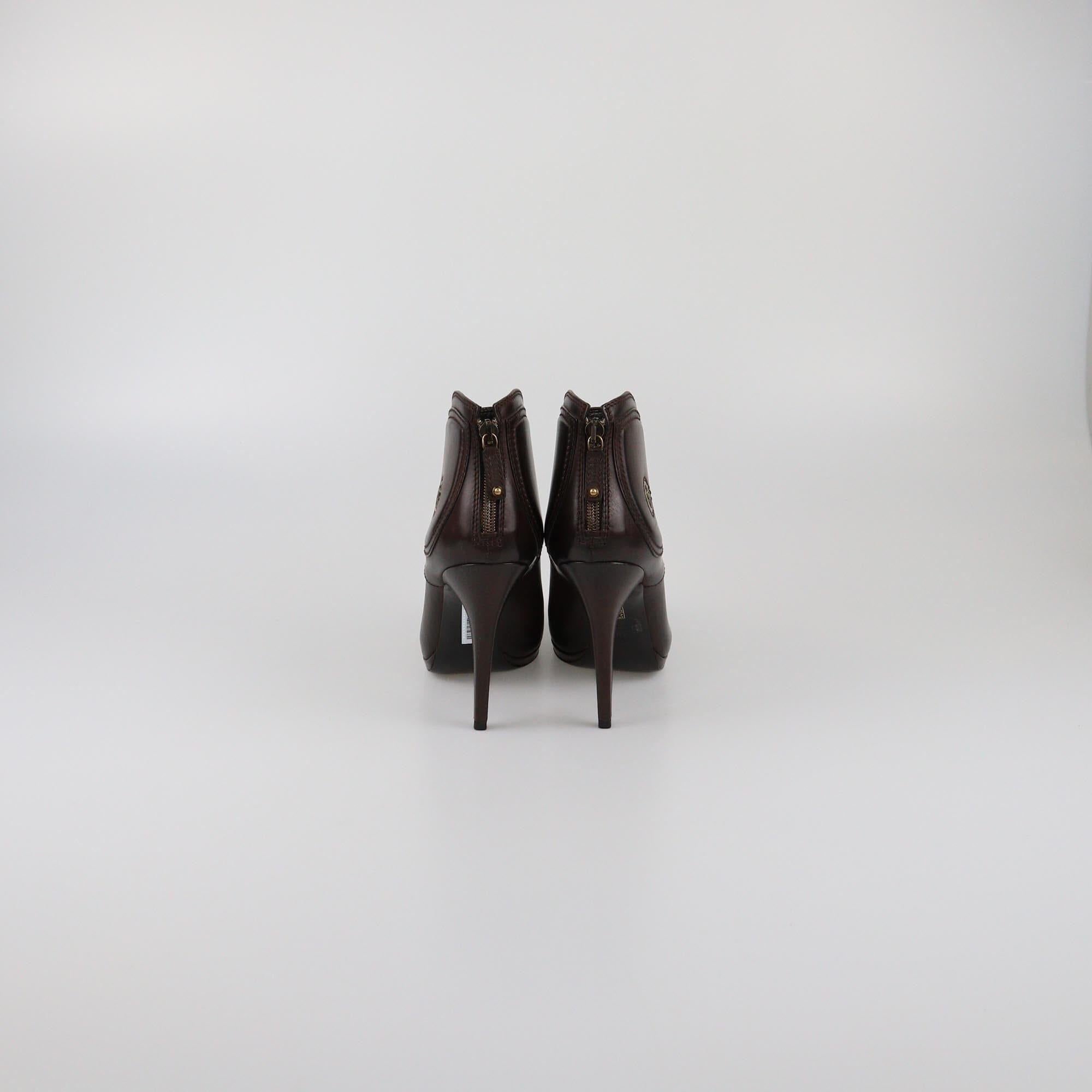 Gucci Dark Brown Hysteria Diana Booties Womens Gucci