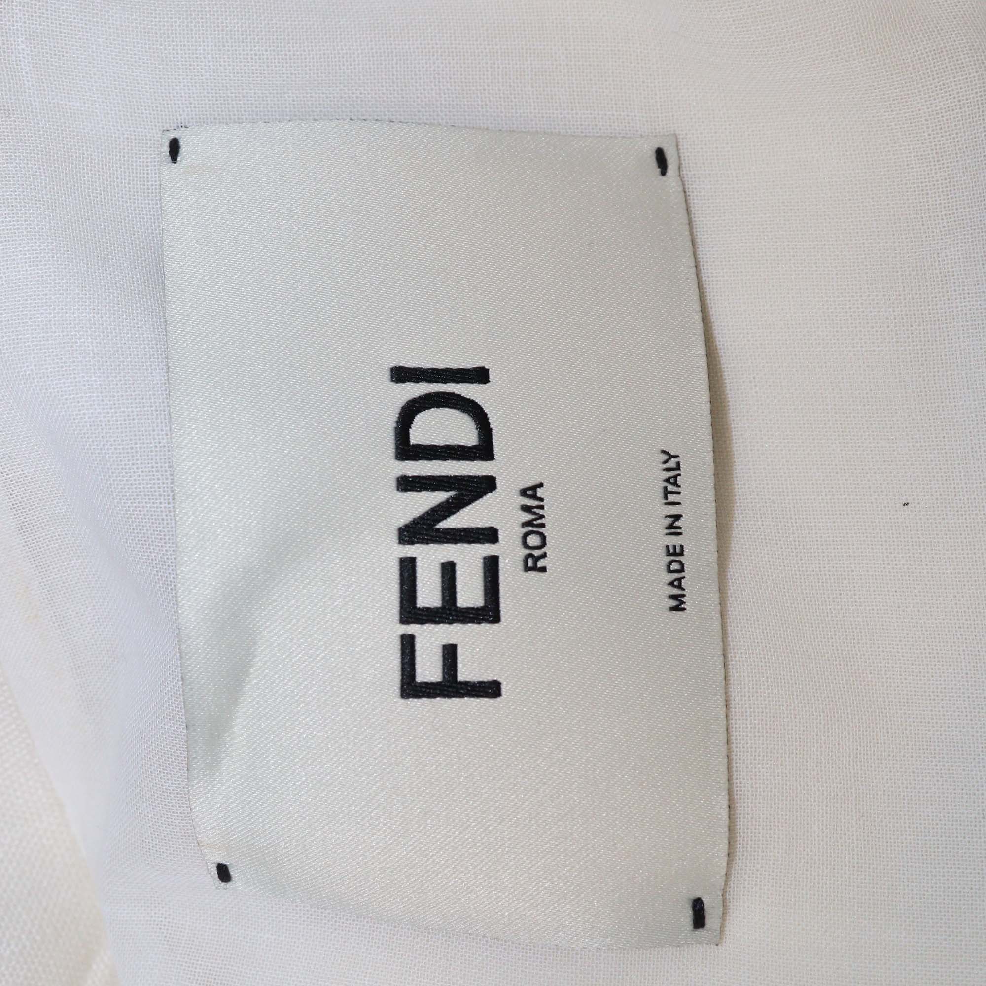 Fendi Off White Linen Silk Blend Double Breasted Vest
