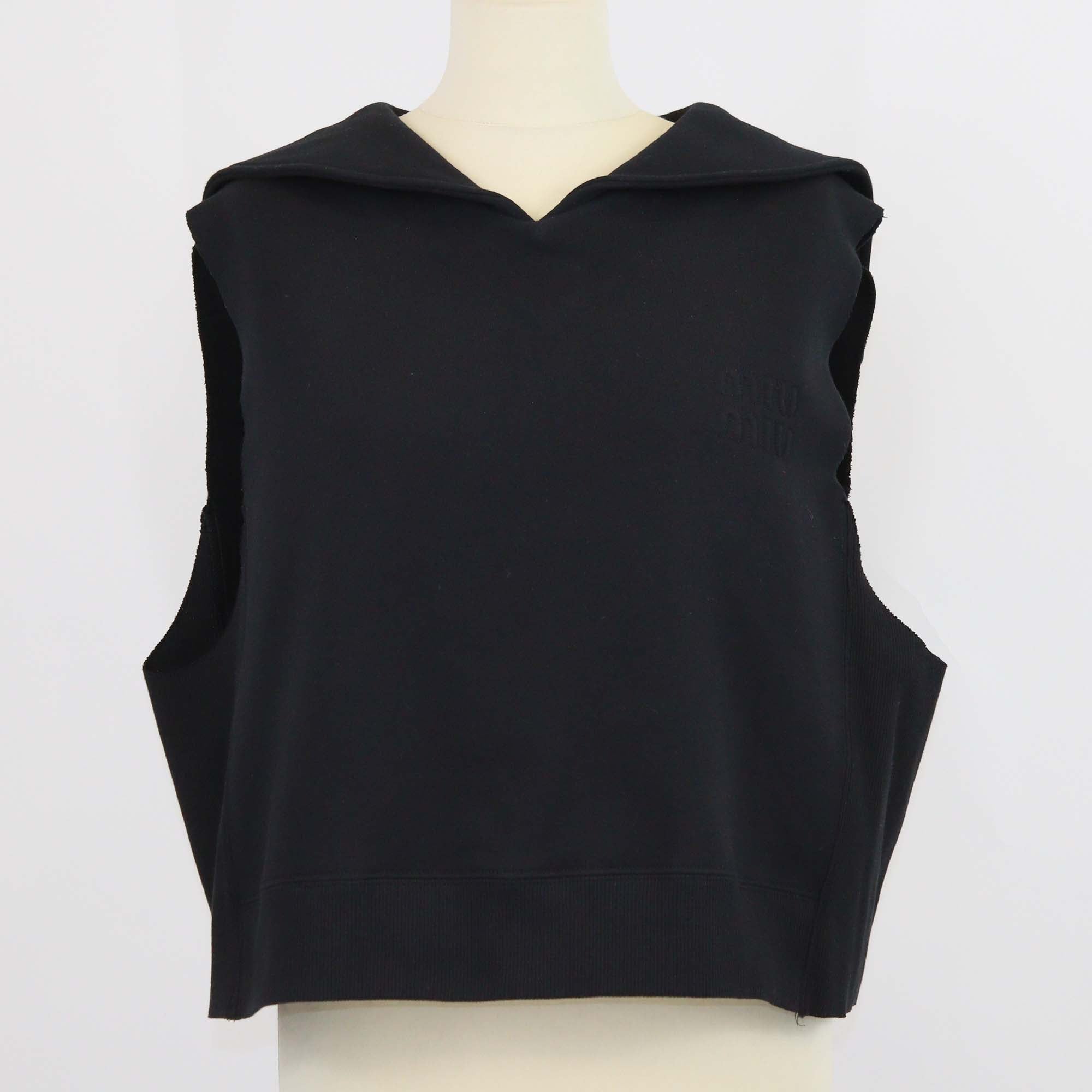 Miu Miu Black Cotton Fleece Sleeveless Sweatshirt