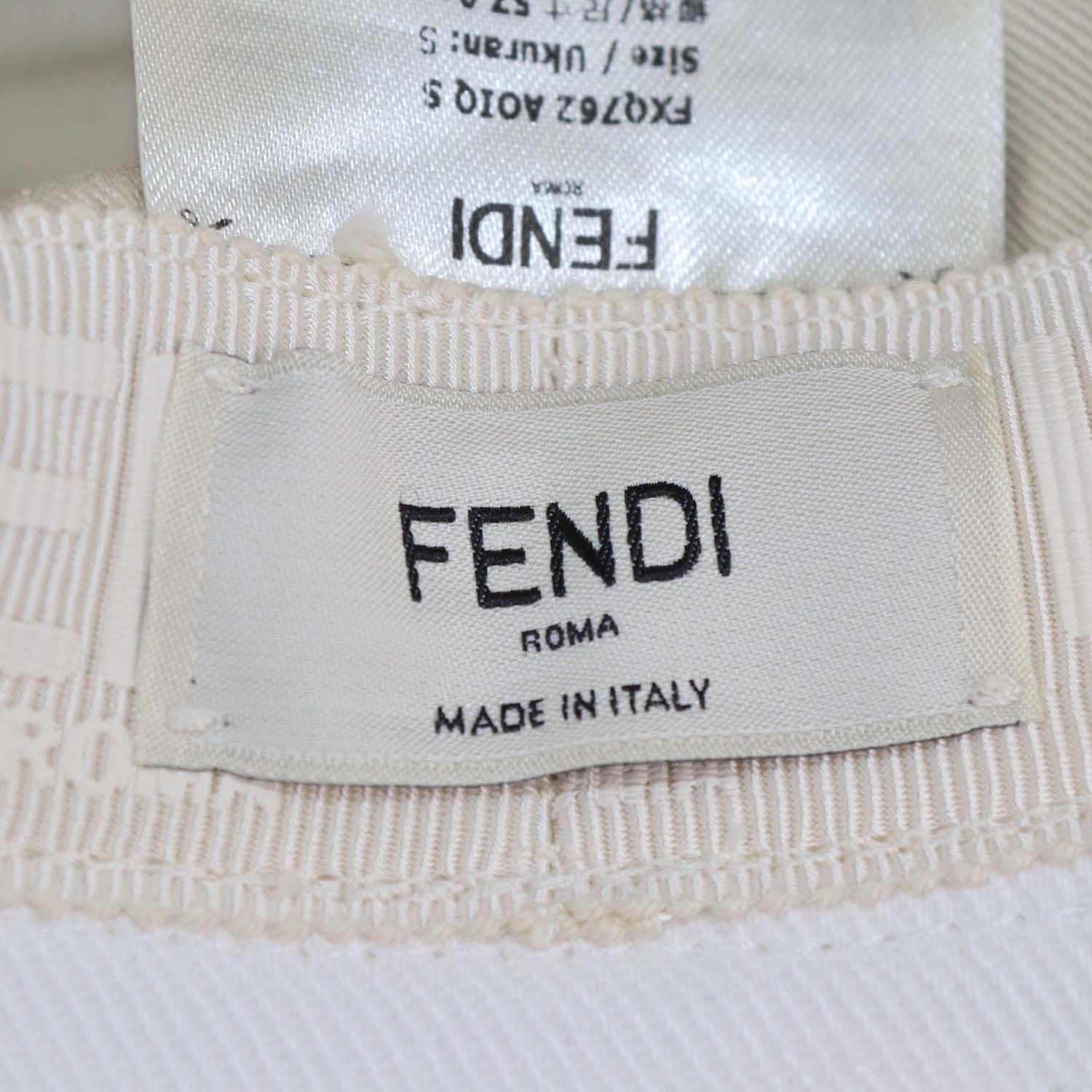 Fendi White Cotton FF Embroidered Bucket Hat