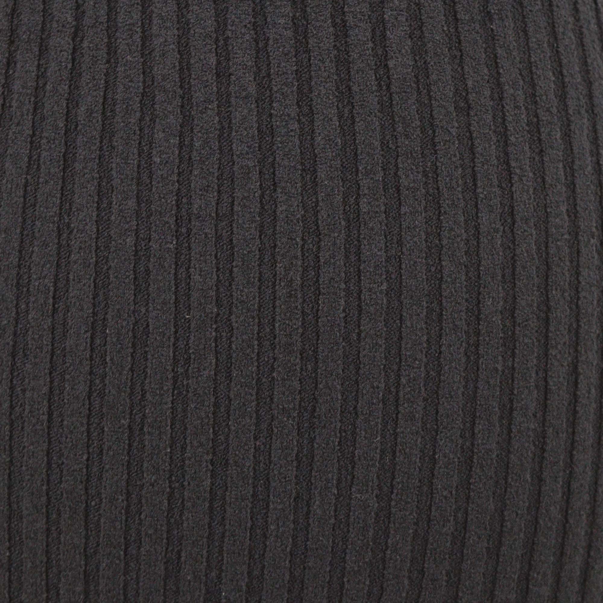 Prada Cotton Blended Knit Logo Embroidered Ribbed Midi Skirt