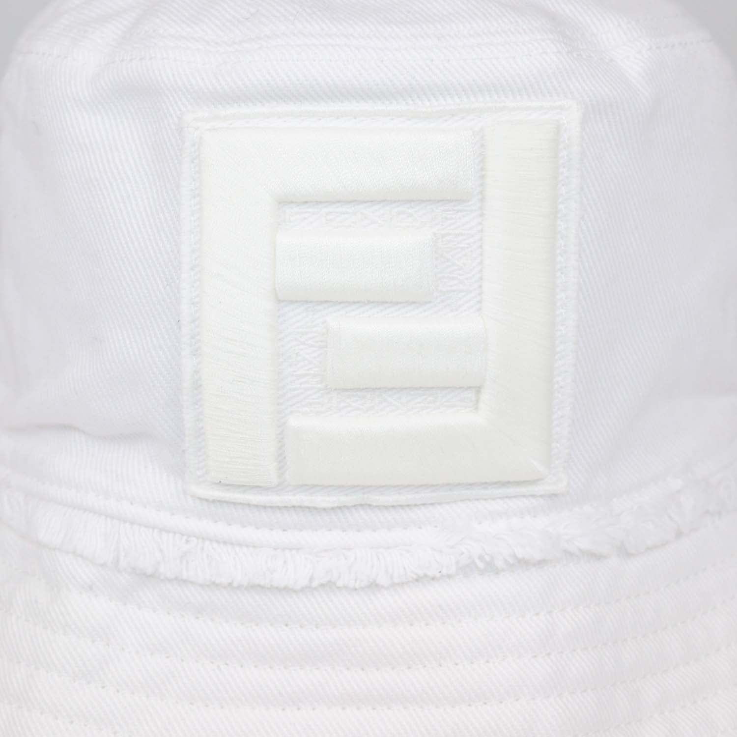 Fendi White Cotton FF Embroidered Bucket Hat