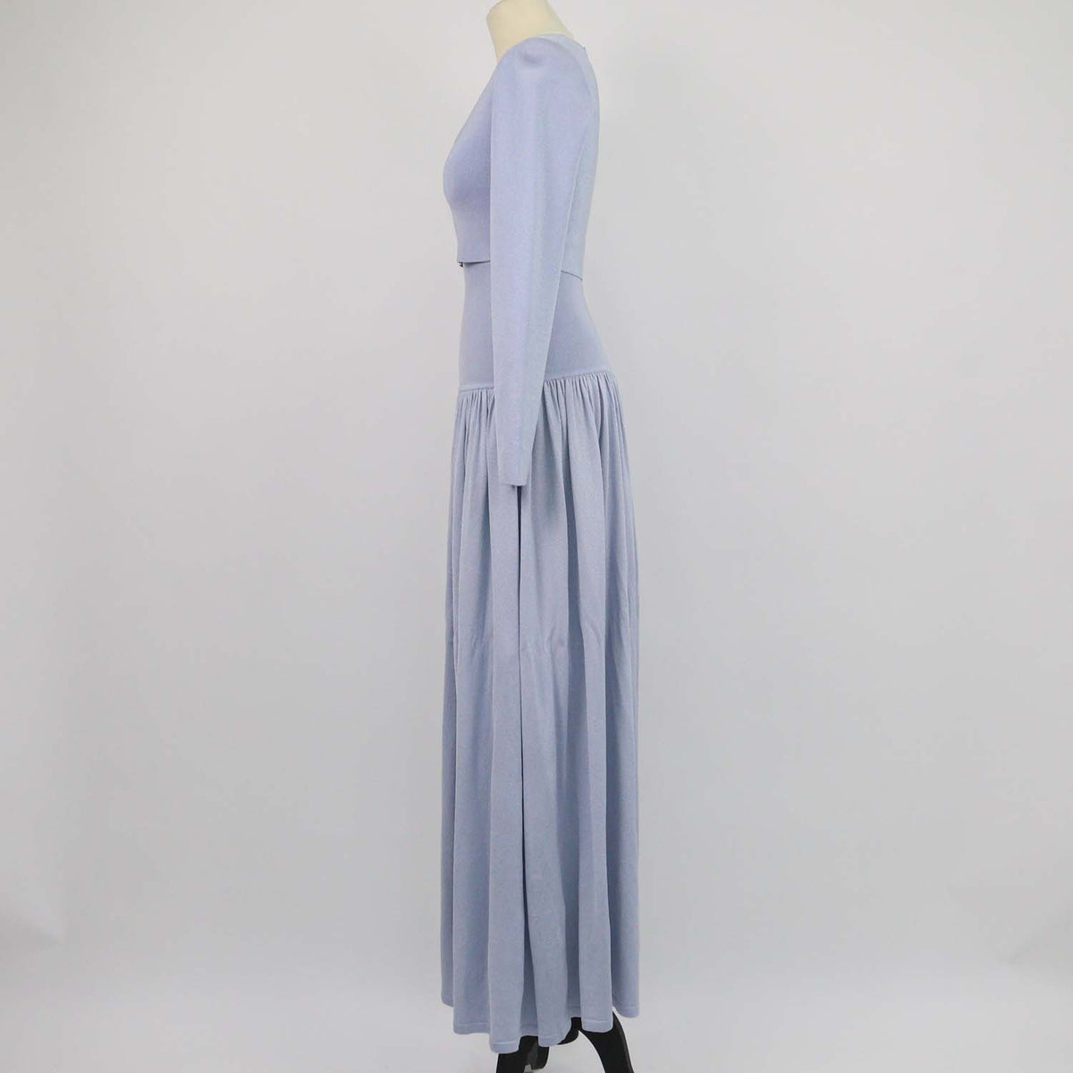 Zimmermann Light Blue Blend Viscose Acacia Ribbed Knit Crop Top & High Waisted Skirt Set