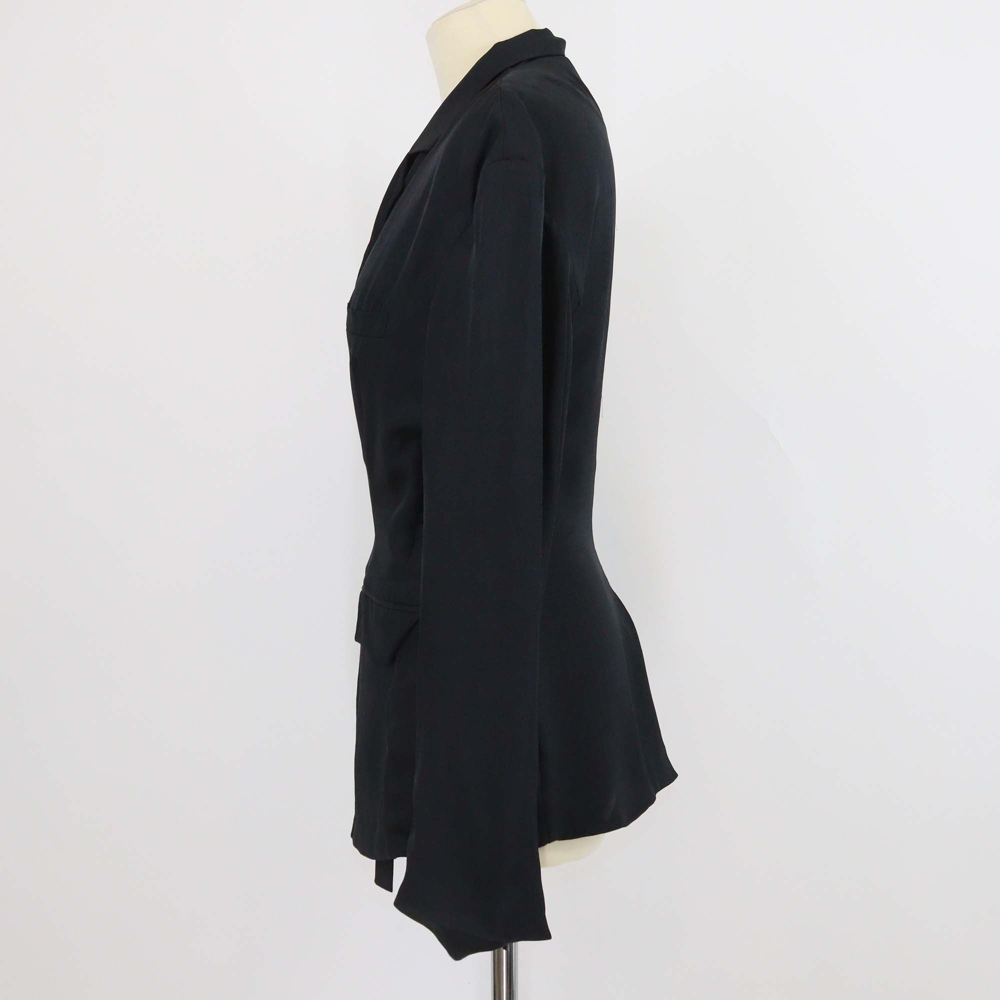 A.F. Vandevorst Black Triacetate Long Sleeve Belted Blazer