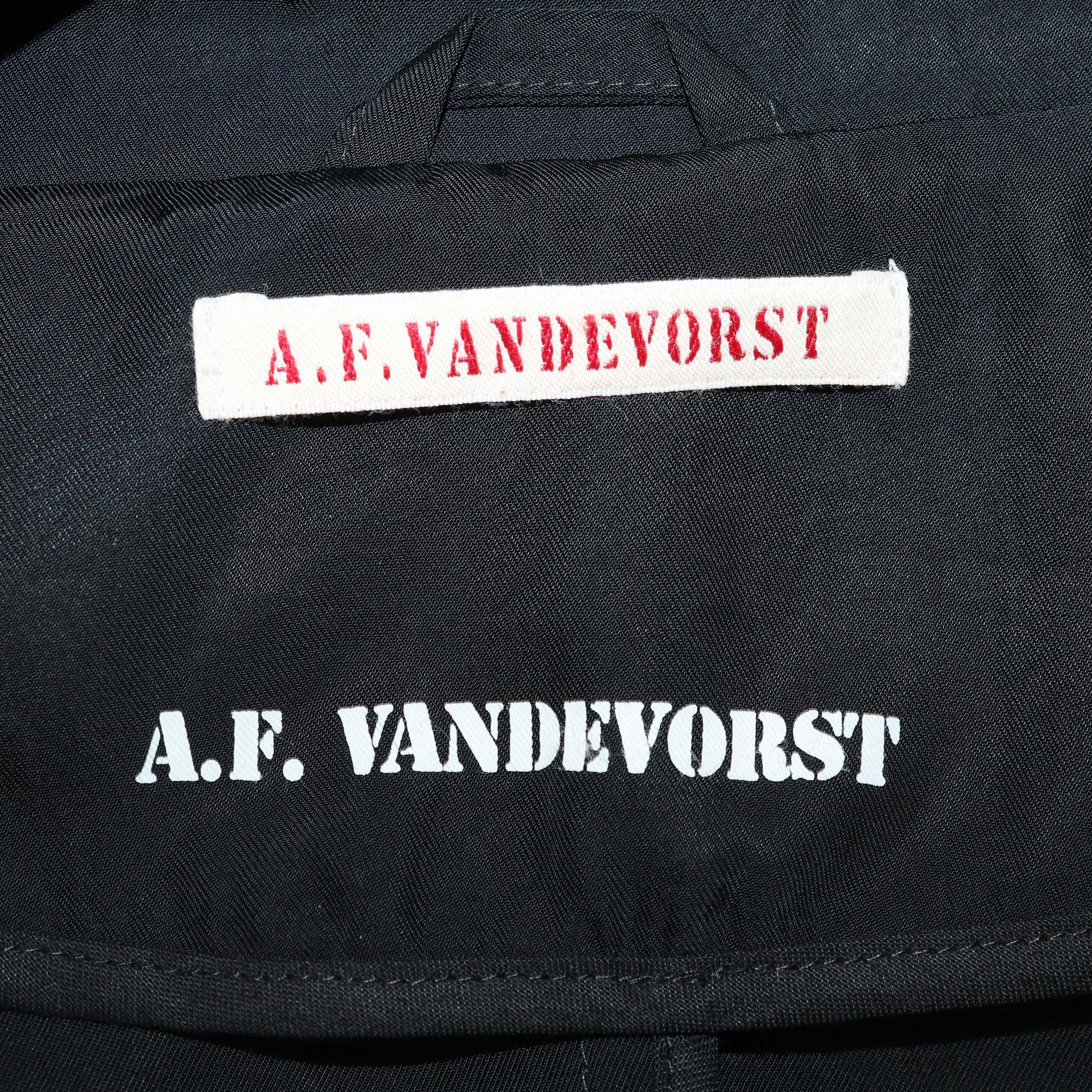 A.F. Vandevorst Black Triacetate Long Sleeve Belted Blazer