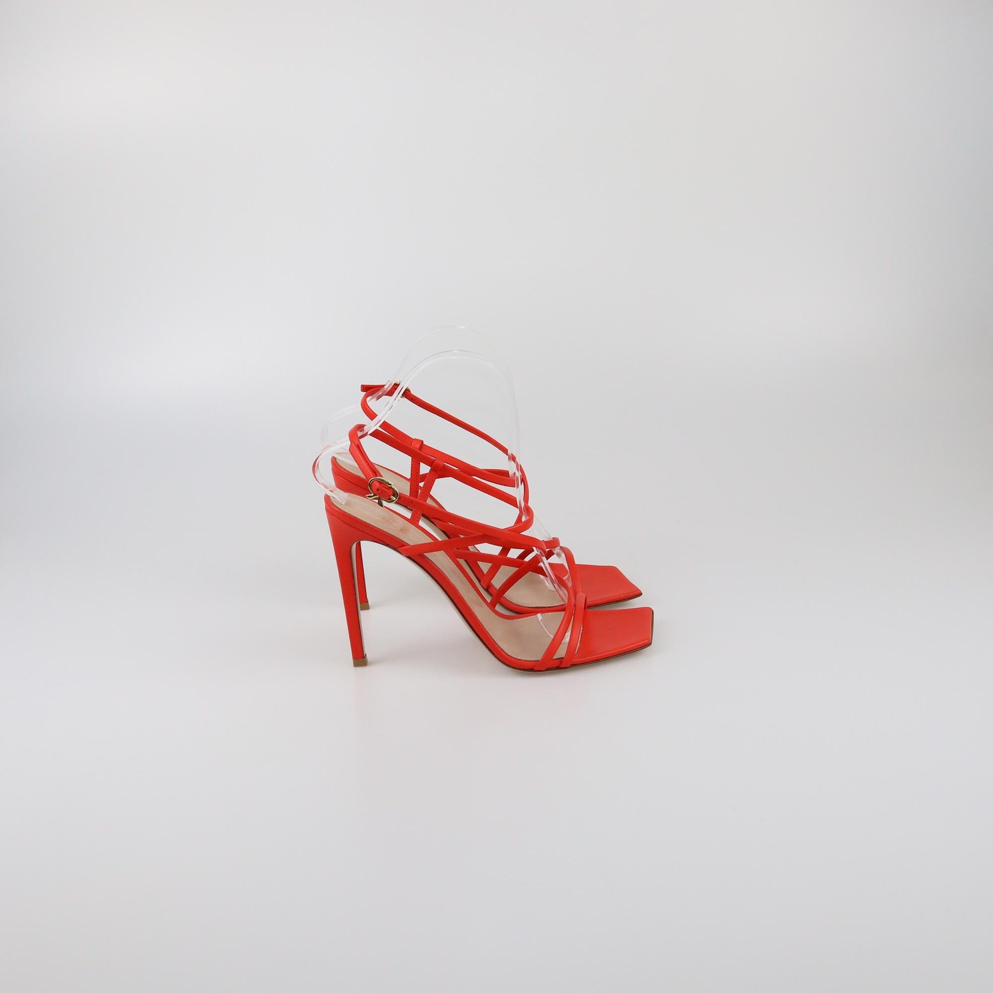 Gianvito Rossi Coral Red Manilla Ankle Strap Sandals Womens Gianvito Rossi