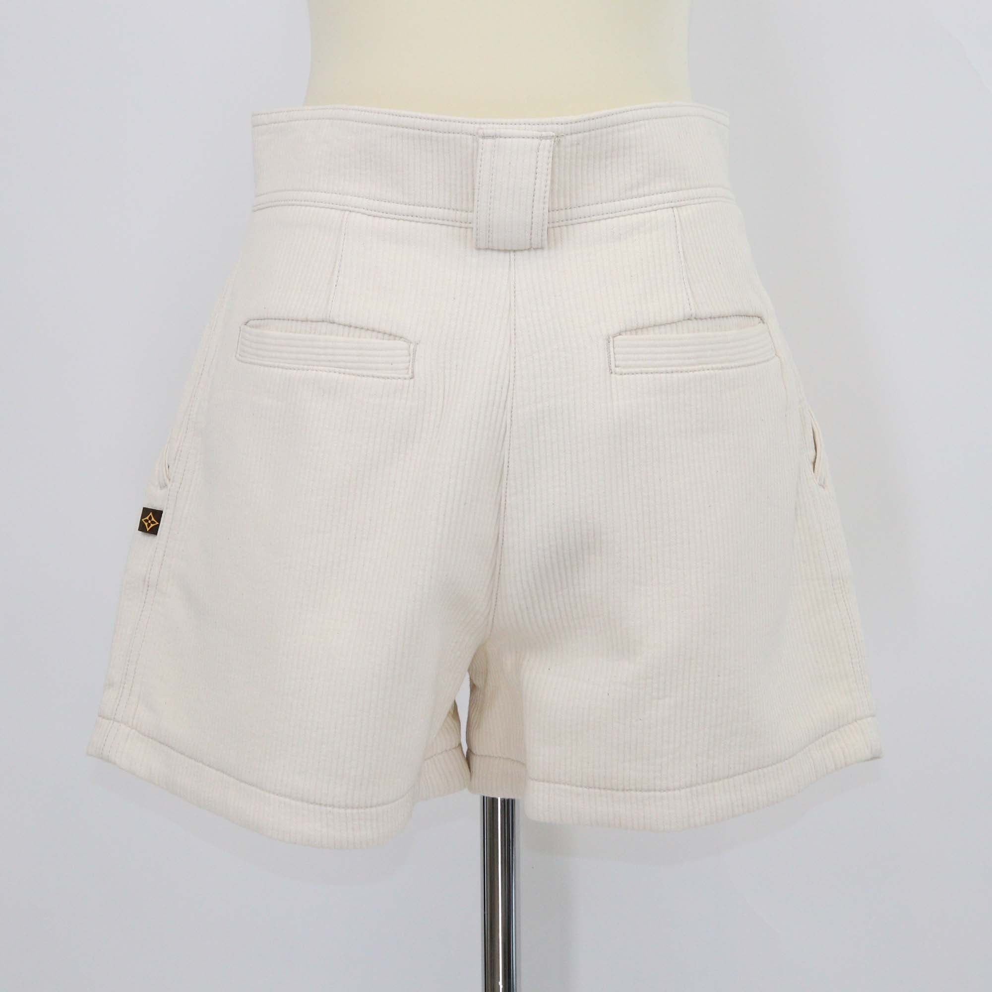 Louis Vuitton Off White Cotton Corduroy Mini Shorts