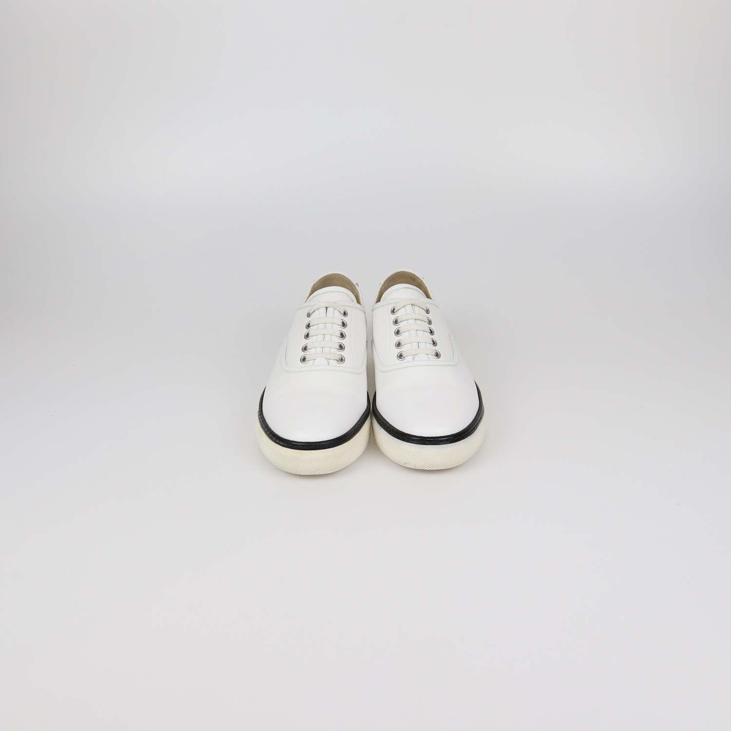 Hermes White Epsom Leather Low Top Sneakers