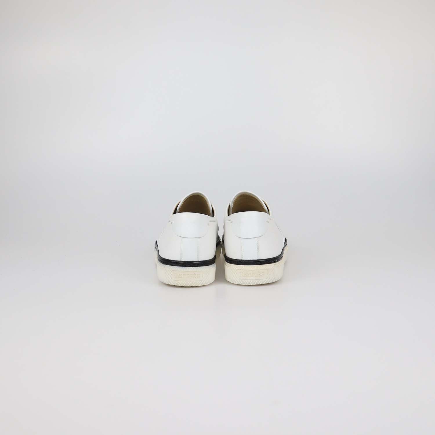 Hermes White Epsom Leather Low Top Sneakers