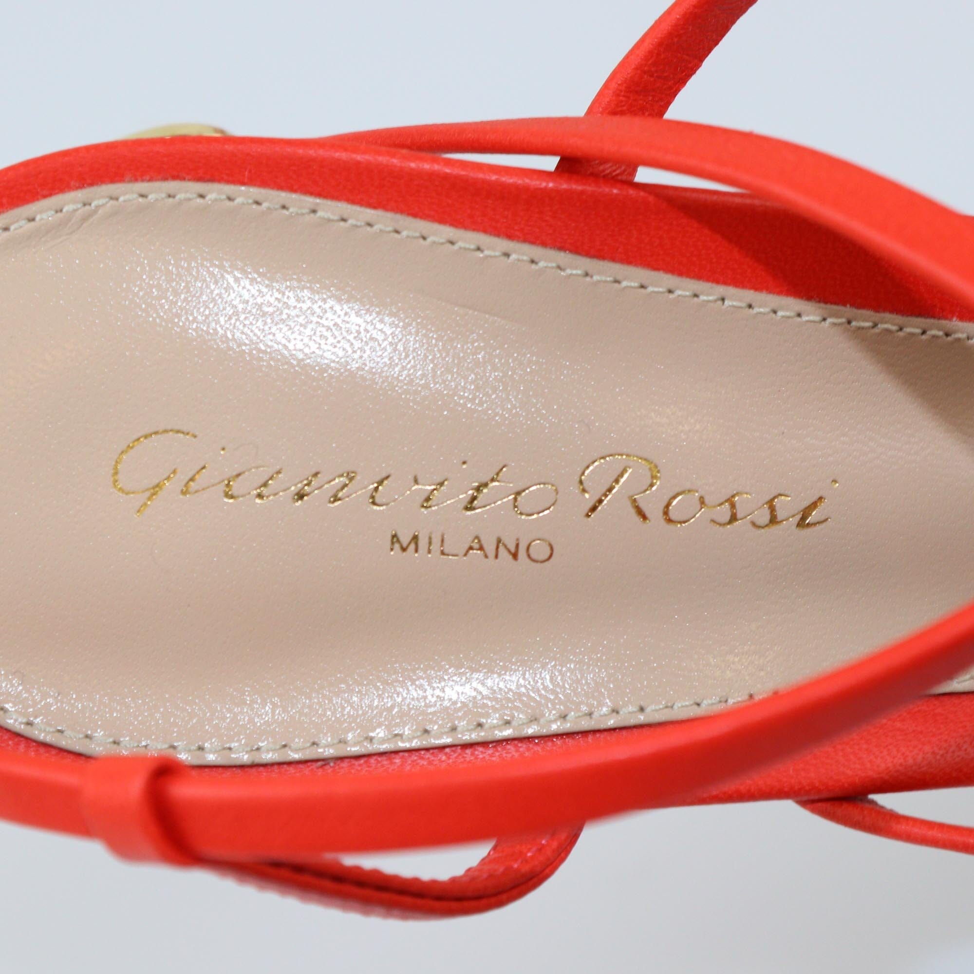 Gianvito Rossi Coral Red Manilla Ankle Strap Sandals Womens Gianvito Rossi