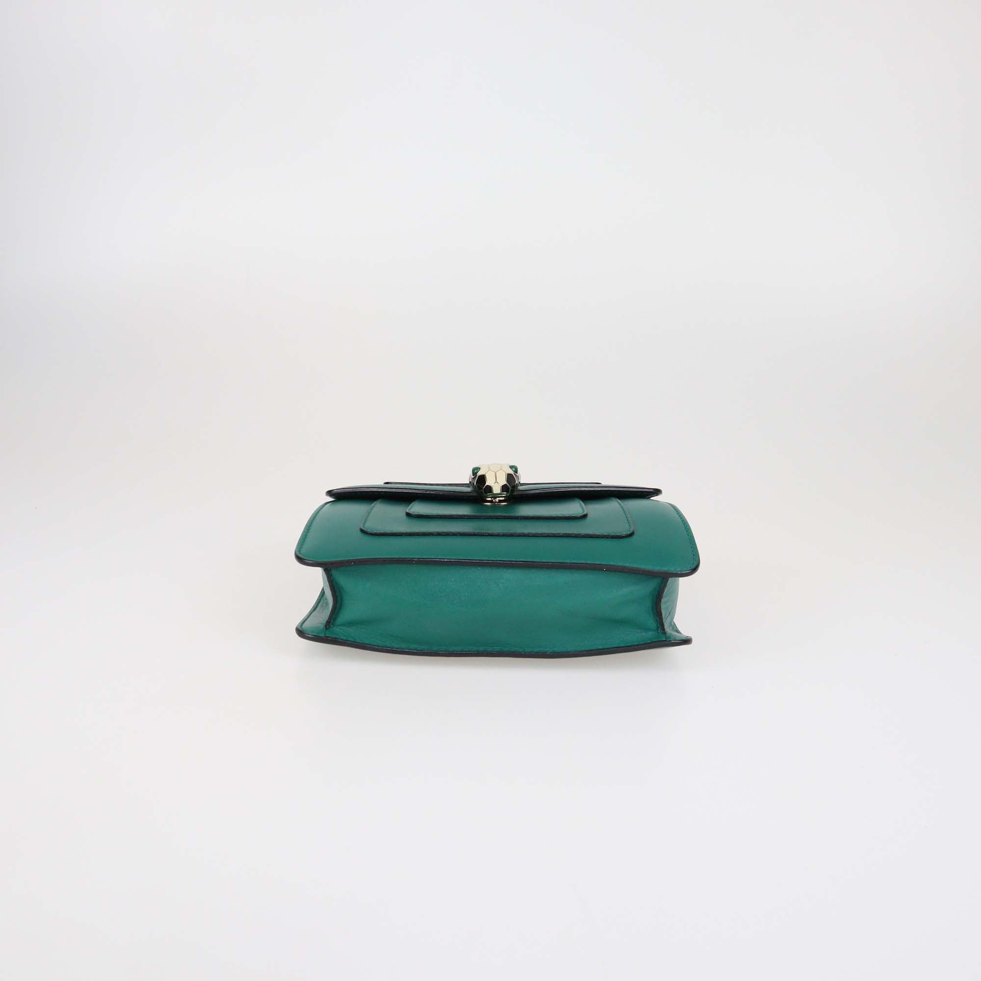 Bvlgari Green Leather Small Serpenti Forever Crossbody Bag