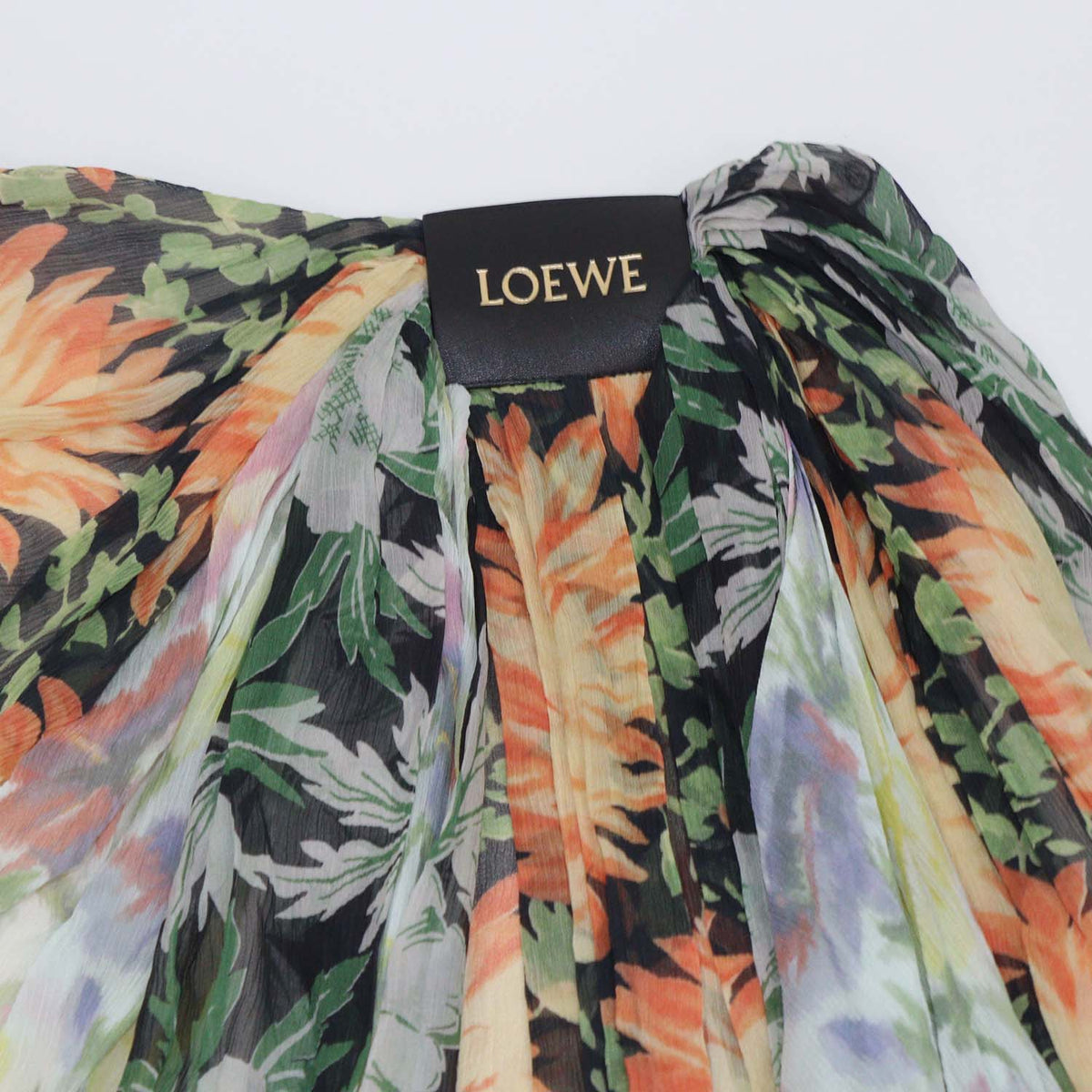 Loewe Multicolor Silk Floral Print Chiffon Draped Trousers